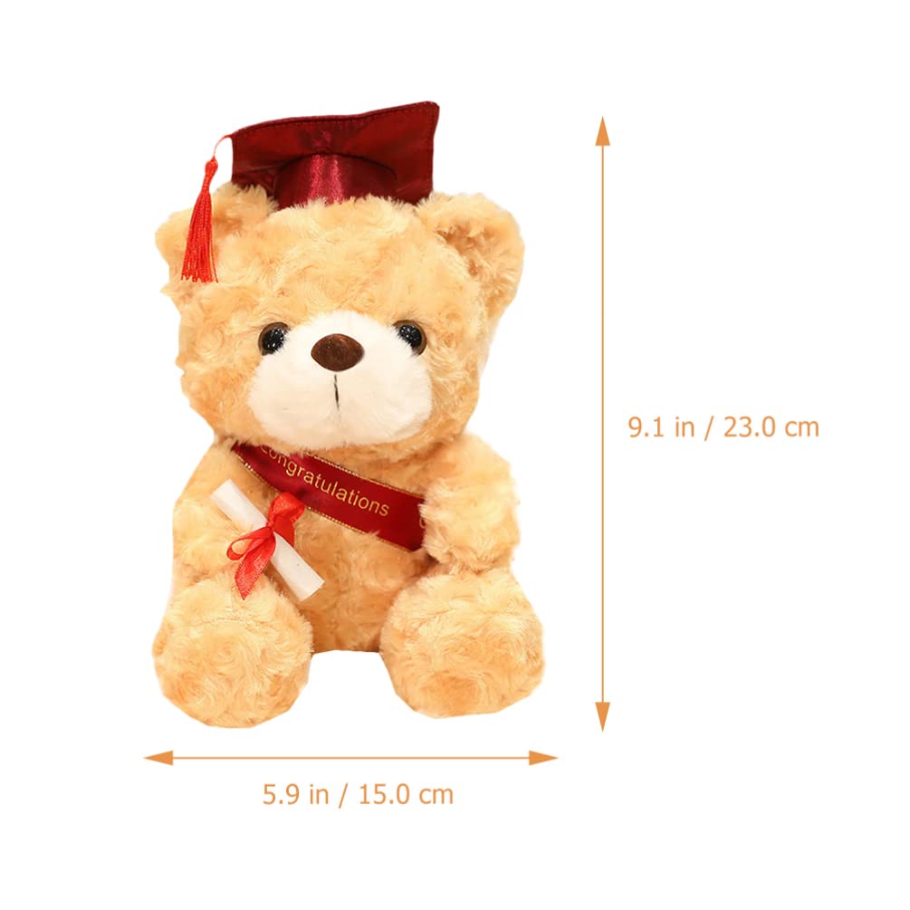 TOYANDONA 9 Inch Graduation Teddy Bear Plush Toy - Light Brown Stuffed Animal with Red Cap & Sash for 2022 Graduation Gifts | Perfect for Graduation Parties, School Ceremonies & Gift Giving