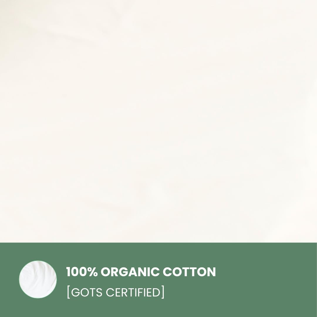 Organic Cotton Bed Sheets Set - Full Size, Ivory, 350 Thread Count, GOTS Certified | Breathable & Comfortable Luxury Sheets for All Seasons | Perfect for Master Bedroom, Guest Room, Dorm or Vacation Home | Machine Washable
