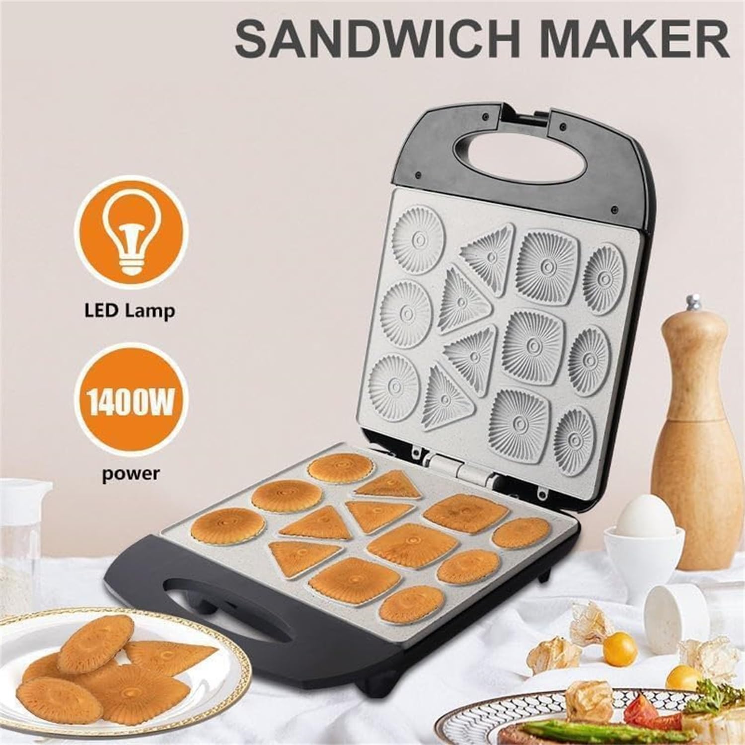 Electric Cookie Maker Machine - 1400W 110V Black, Makes 13 Cookies per Batch - Perfect for Homemade Biscuits, Scones, Waffles & Breakfast Cakes - Ideal for Family Baking, Brunch Parties & Holiday Treats