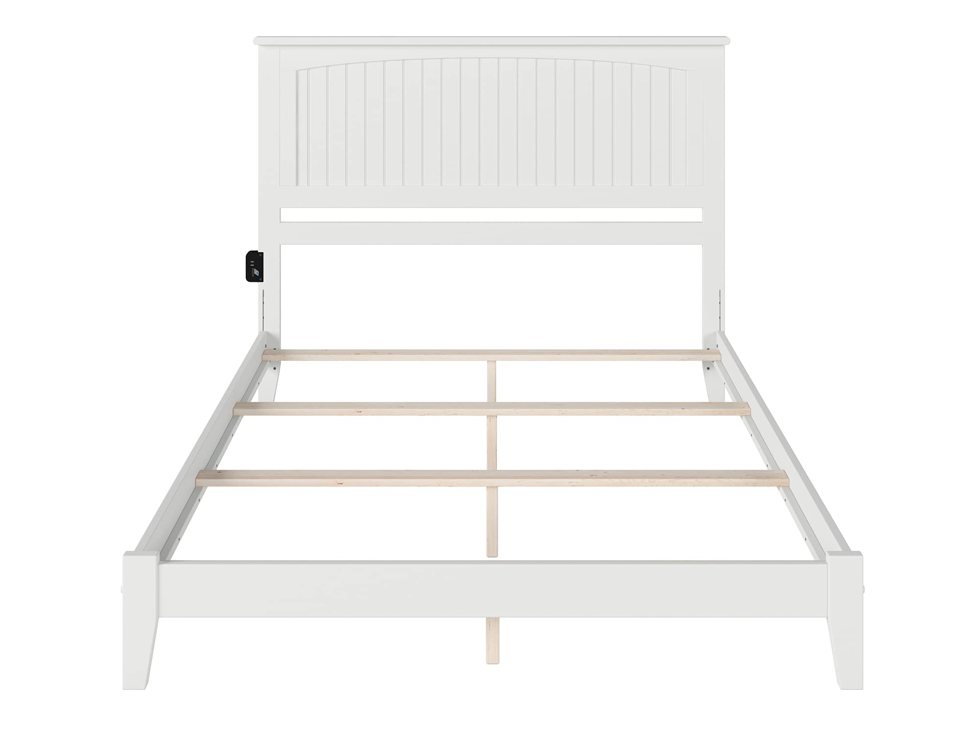 AFI Nantucket King Size Foundation Bed Frame with USB Charging Ports - White - Perfect for Master Bedrooms, Guest Rooms & Modern Home Decor