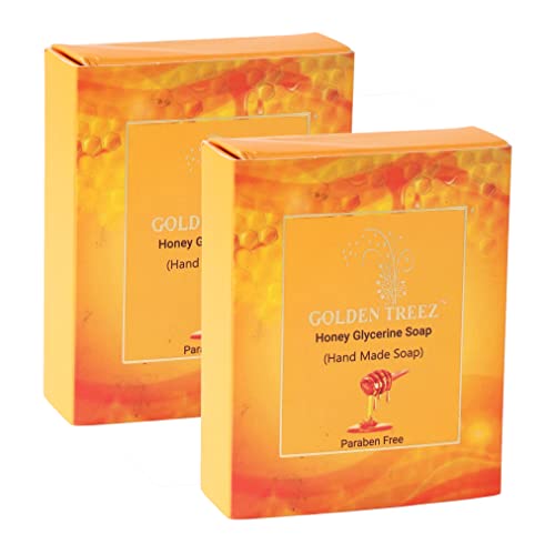Golden Treez Honey Soap - Natural Bath Bar with Honey & Aloe Vera Extract | Ayurvedic Certified, Paraben & Sulfate Free | Moisturizing Body Wash for Dry Skin - 115g (Pack of 2) | Perfect for Daily Shower, Spa Day & Gift Sets