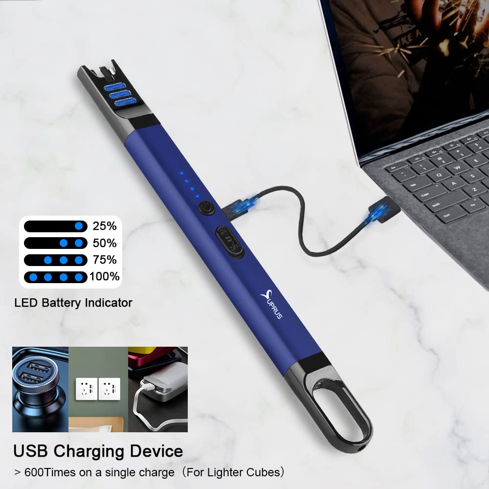 Electric Arc Lighter - USB Rechargeable, Windproof for Candles, Camping & BBQ (Blue)