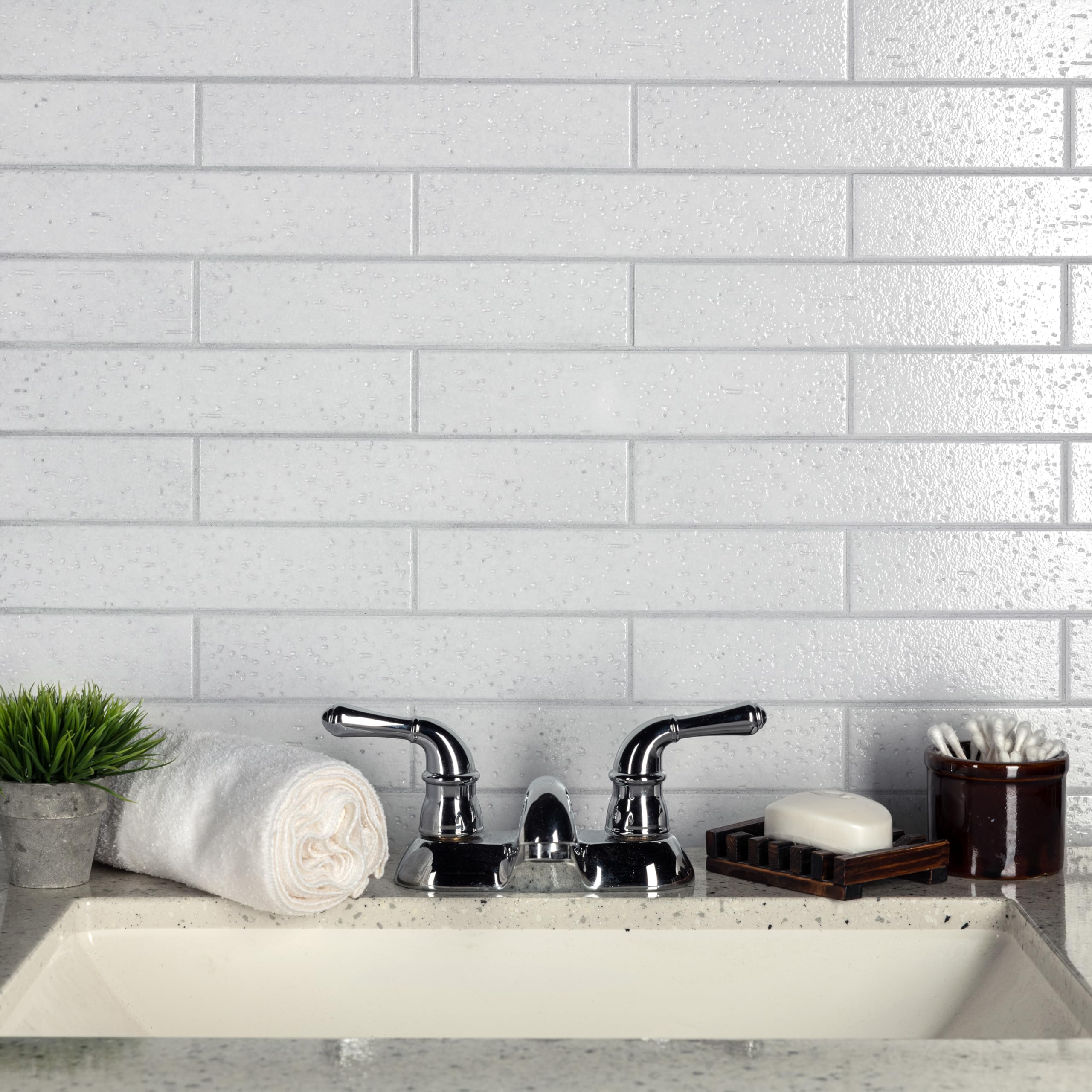 SomerTile FNA10MBIA Muretto Bianco Glossy 2x10 Inch Porcelain Tile - Matte White Wall & Floor Tile for Bathroom, Kitchen Backsplash, and Shower Renovation