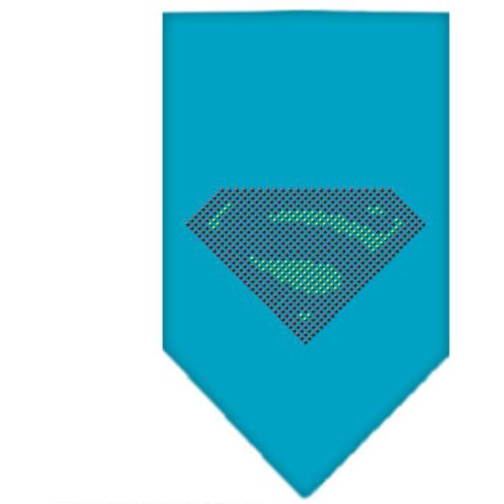 Super! Turquoise Small Rhinestone Pet Bandana for Dogs - Stylish & Comfortable Dog Accessory for Parties, Holidays & Daily Walks