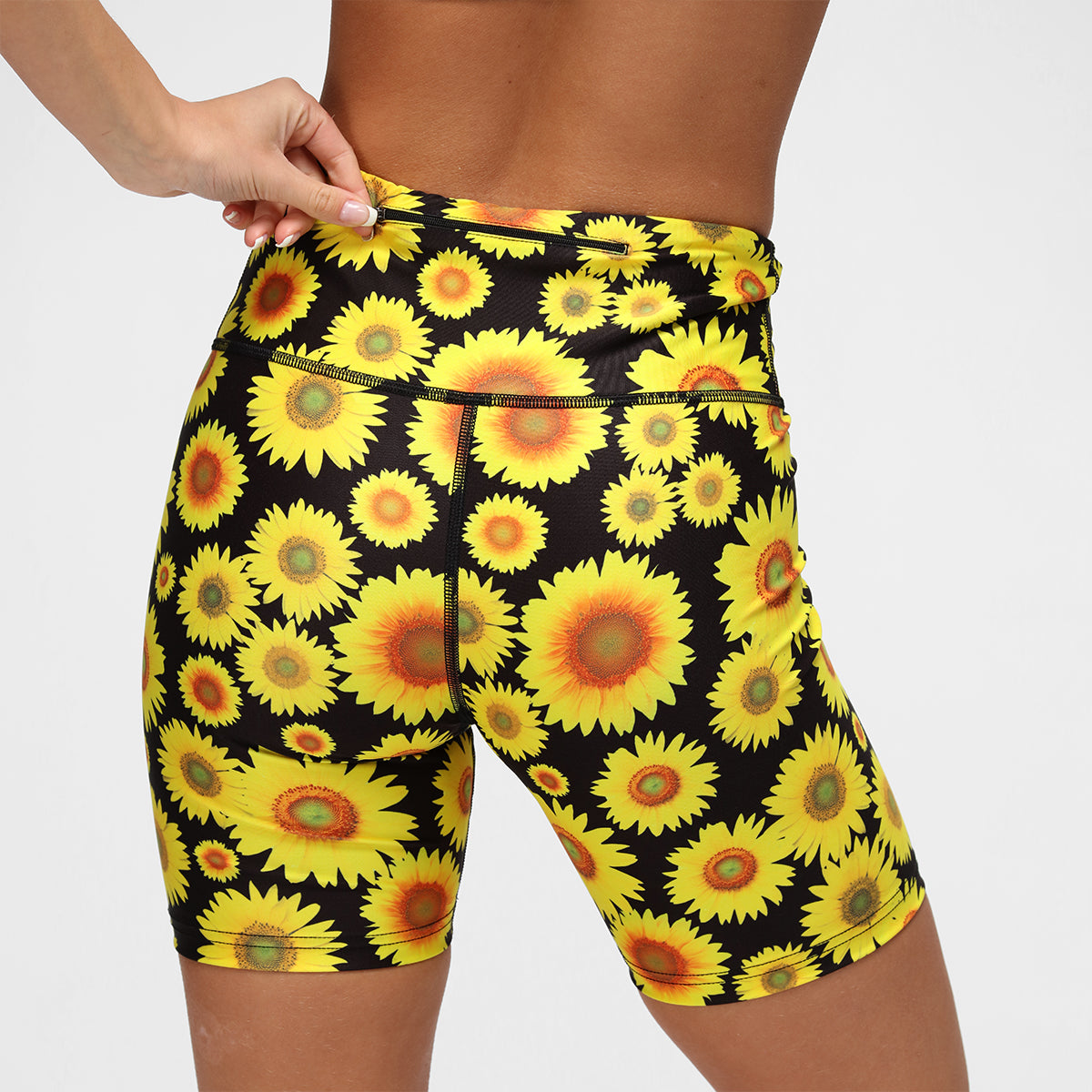 Sunflower Print Running Shorts for Women - Lightweight & Breathable Workout Shorts - Perfect for Jogging, Gym & Outdoor Activities