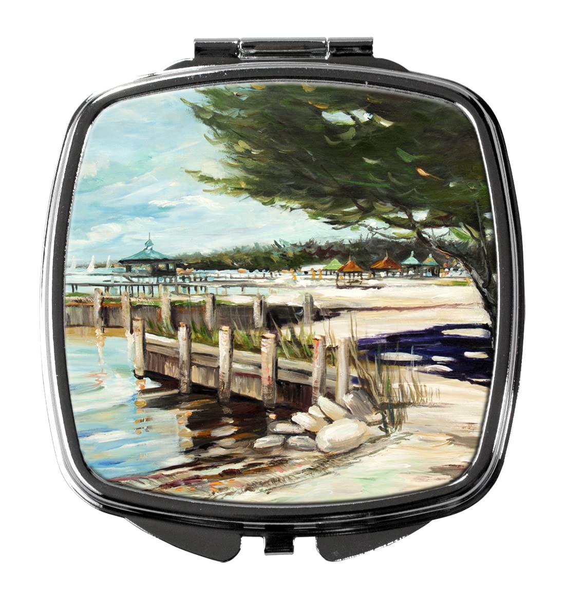 Caroline's Treasures JMK1273SCM Sailboat Compact Mirror - Decorative Travel Makeup Mirror for Women & Girls, Folding Handheld Pocket Mirror | Perfect Gift for Beach Lovers, Nautical Decor, and On-the-Go Touchups