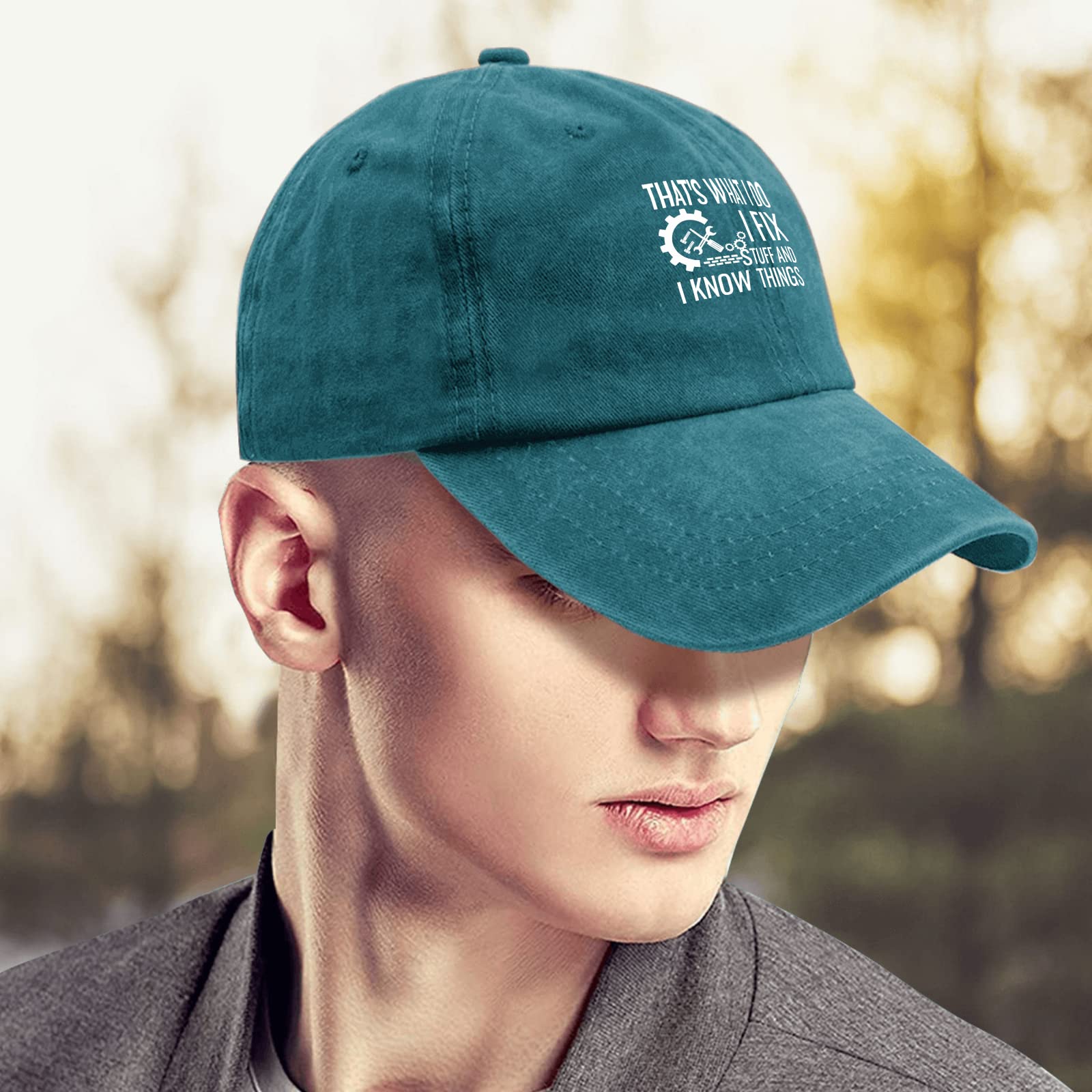 Dad Hat - 'That's What I Do I Fix Stuff and I Know Things' Graphic Baseball Cap for Men | Casual Wear, Outdoor Activities, Gifts for Handymen