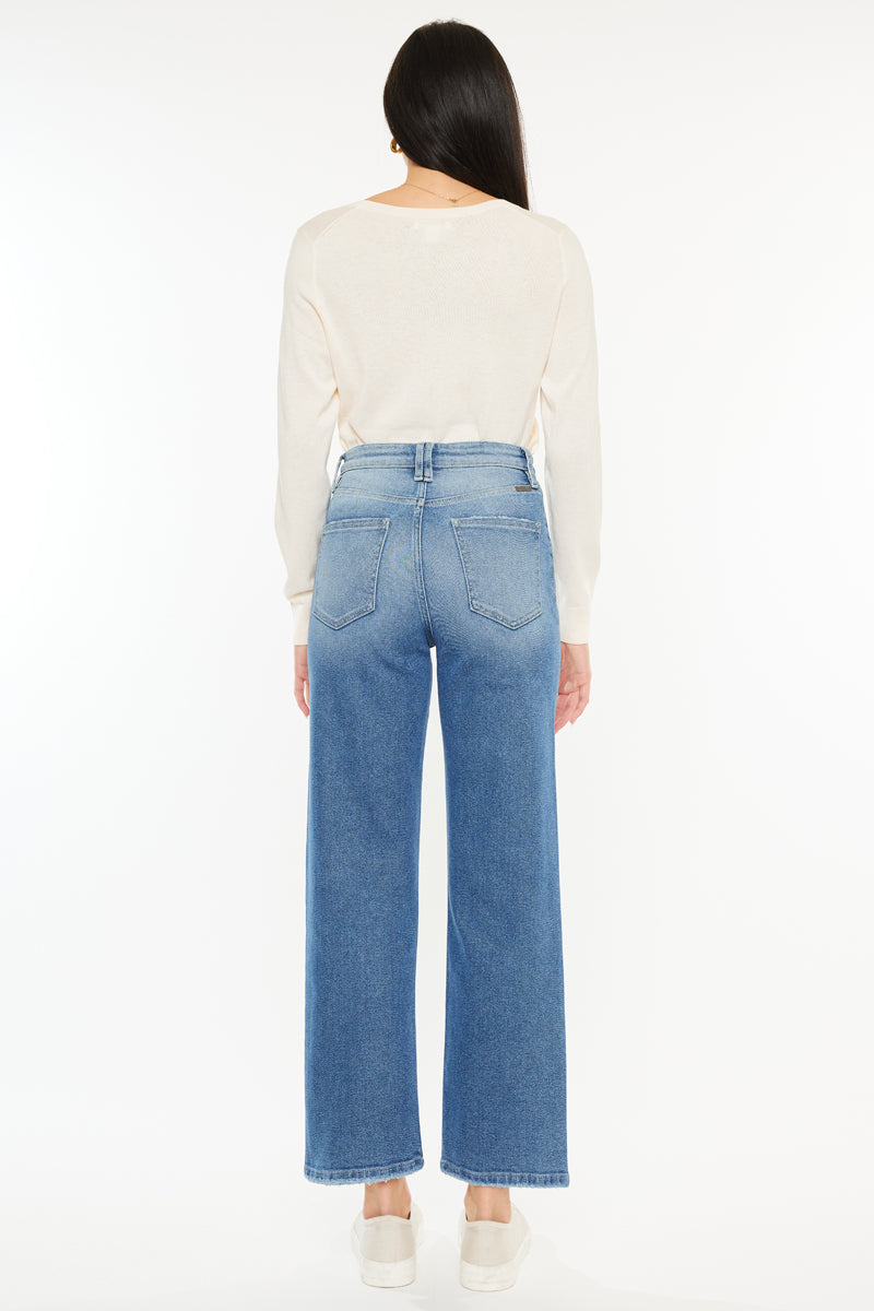 Bethany High Rise 90's Criss Cross Straight Leg Jeans for Women | Vintage Denim Pants | Perfect for Casual Wear, Street Style & Retro Outfits