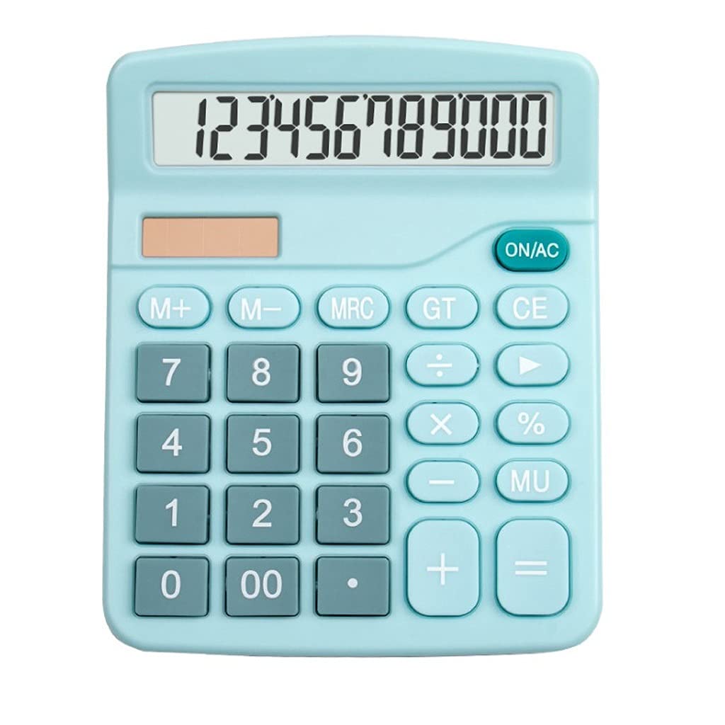 CUJUX Blue Pink 12-Digit Solar Desktop Calculator with Large Buttons - Financial, Business & Accounting Tool for Students, Office & School Use - Perfect for Math Class, Homework & Budgeting (Color: A)