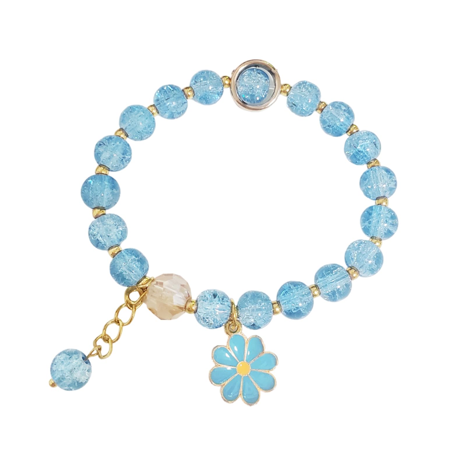 POYAMUSE Colorful Flower Charm Bracelet - Boho Daisy Crystal Beaded Bracelet for Women | Handmade Jewelry Gift for Her, Summer Festival, Beach Party & Boho Fashion Accessory