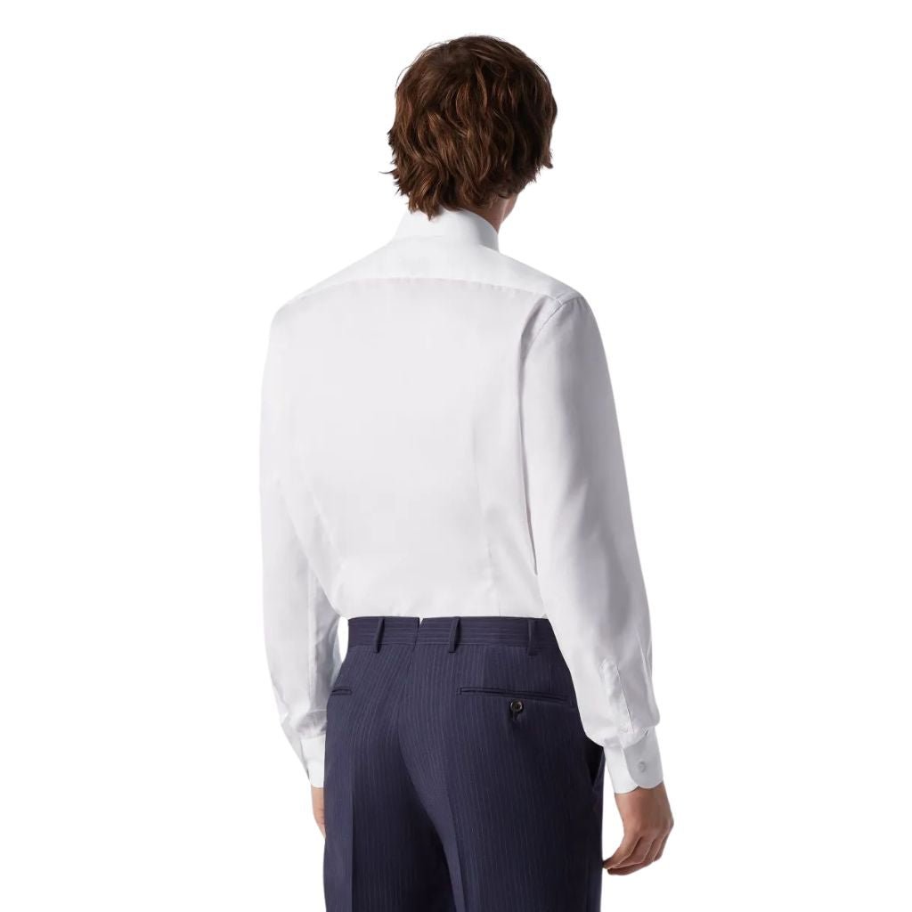 CORNELIANI Wrinkle-Free White Twill Dress Shirt for Men | Business Casual & Office Wear | Premium Comfort & Style