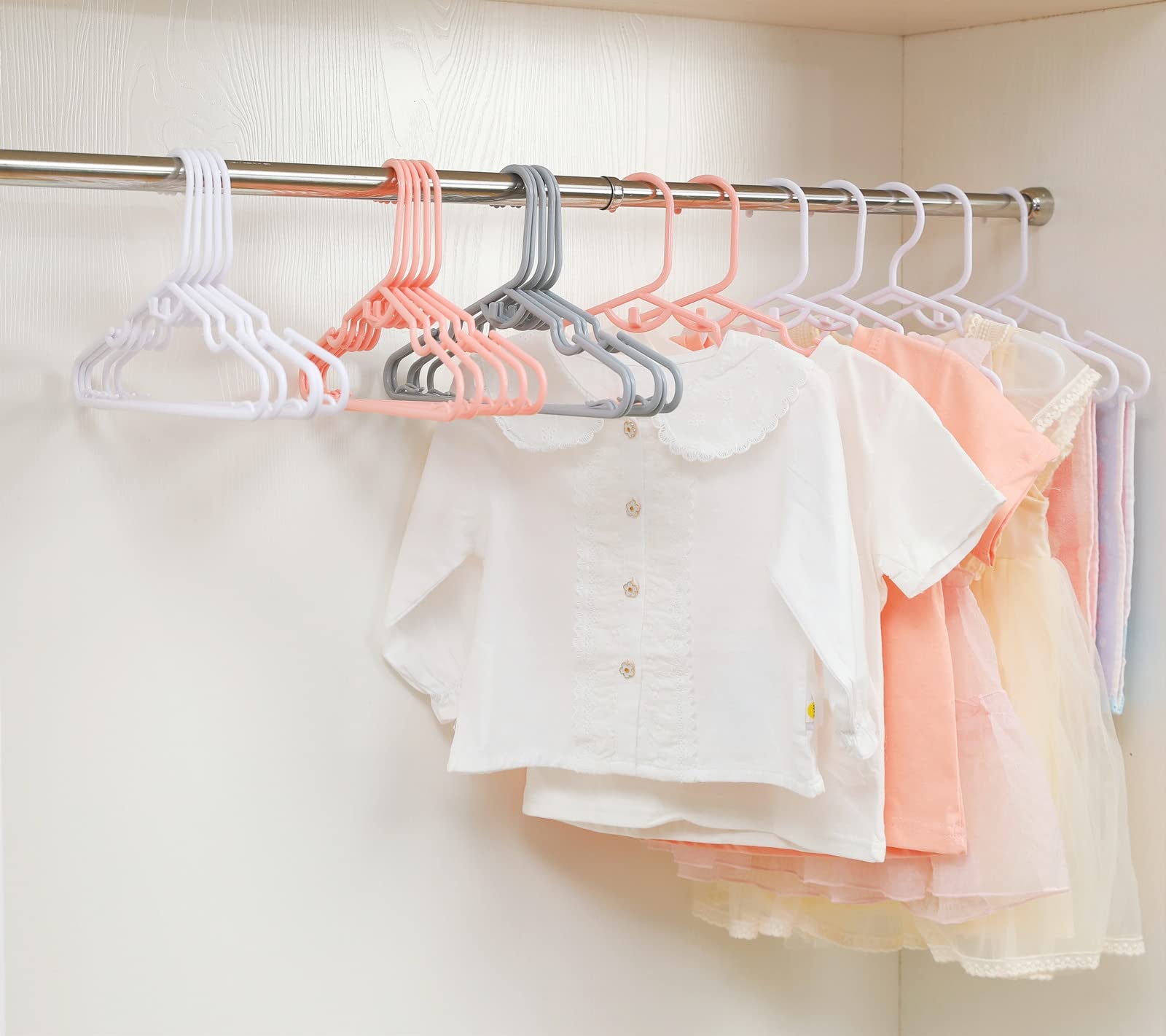 60pcs Pink Baby Closet Hangers - Non-Slip Infant Clothes Hangers for Newborns, Stackable Space-Saving Toddler Hangers for Girls & Boys - Perfect for Nursery Organization & Baby Shower Gifts