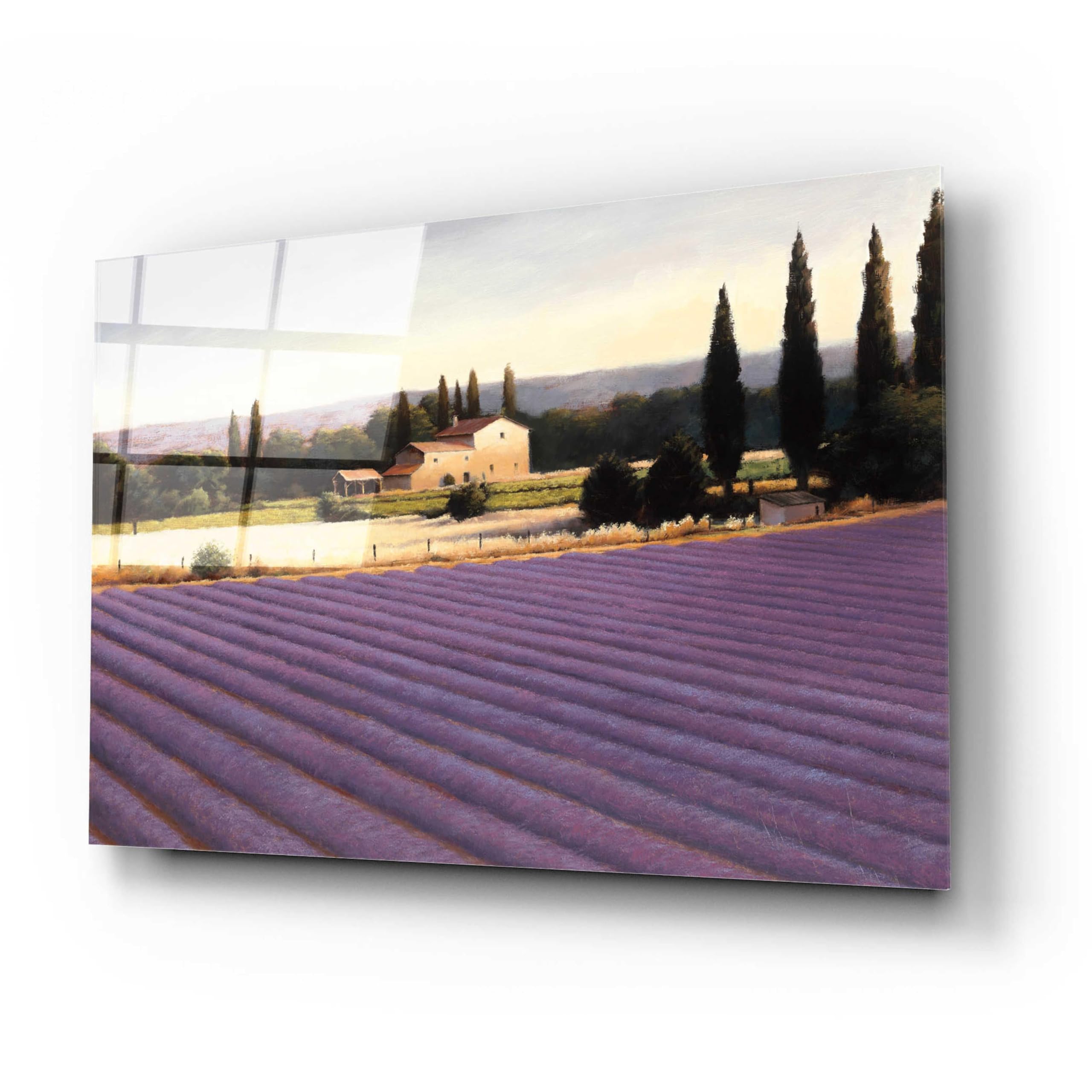 Lavender Fields II Acrylic Glass Wall Art by James Wiens - 24x16 Inches Modern Home Decor for Living Room, Bedroom & Office