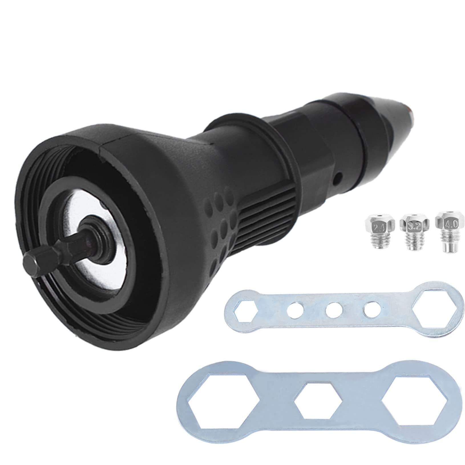 Electric Rivet Nut Gun Drill Adapter Kit - Cordless Riveting Tool with Insert Nut Adaptor for Metal & Woodworking (Black) - Perfect for DIY Projects, Automotive Repairs & Home Improvement