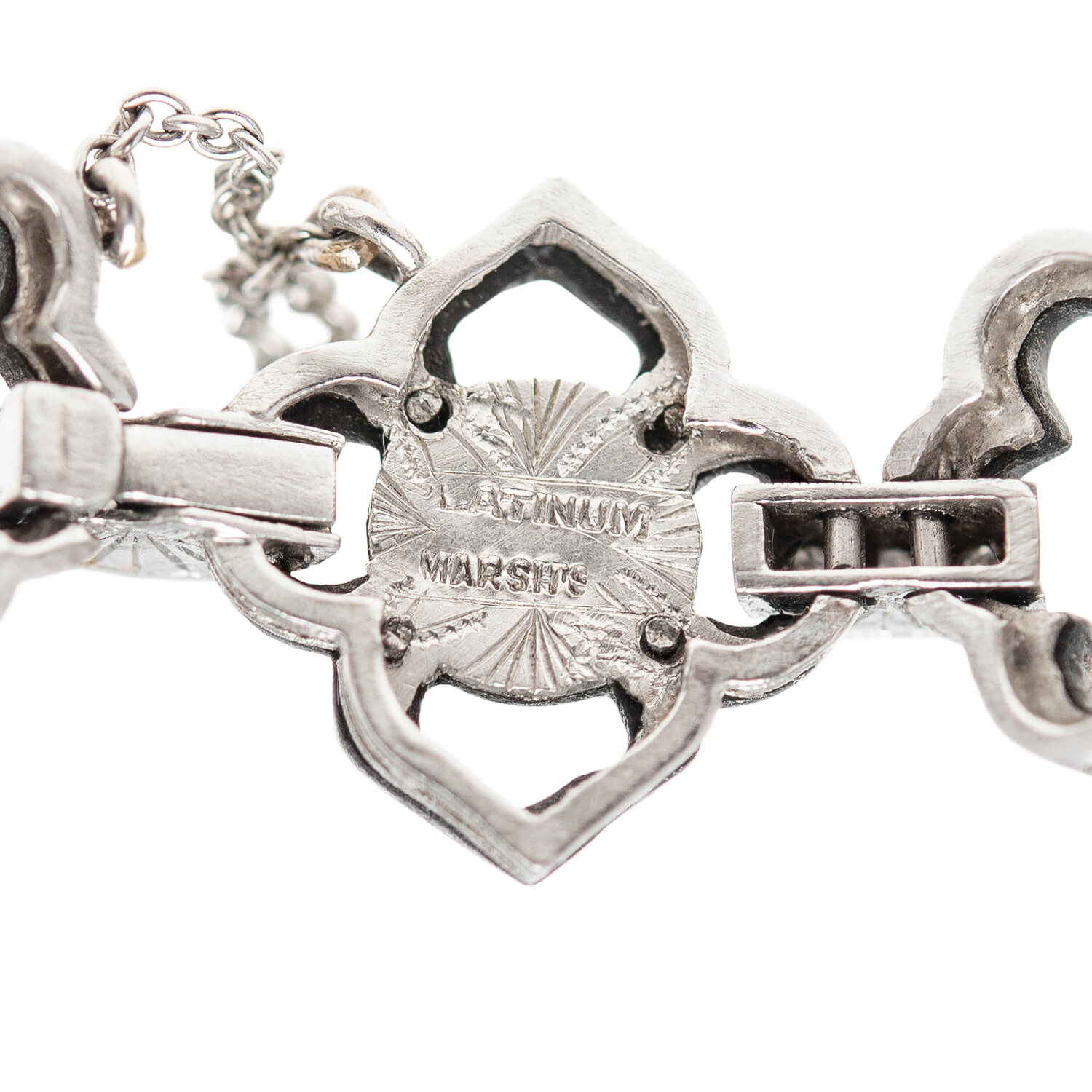 Vintage Platinum & Steel Pearl Diamond Link Bracelet for Women | Elegant Jewelry Gift for Weddings, Parties & Special Occasions