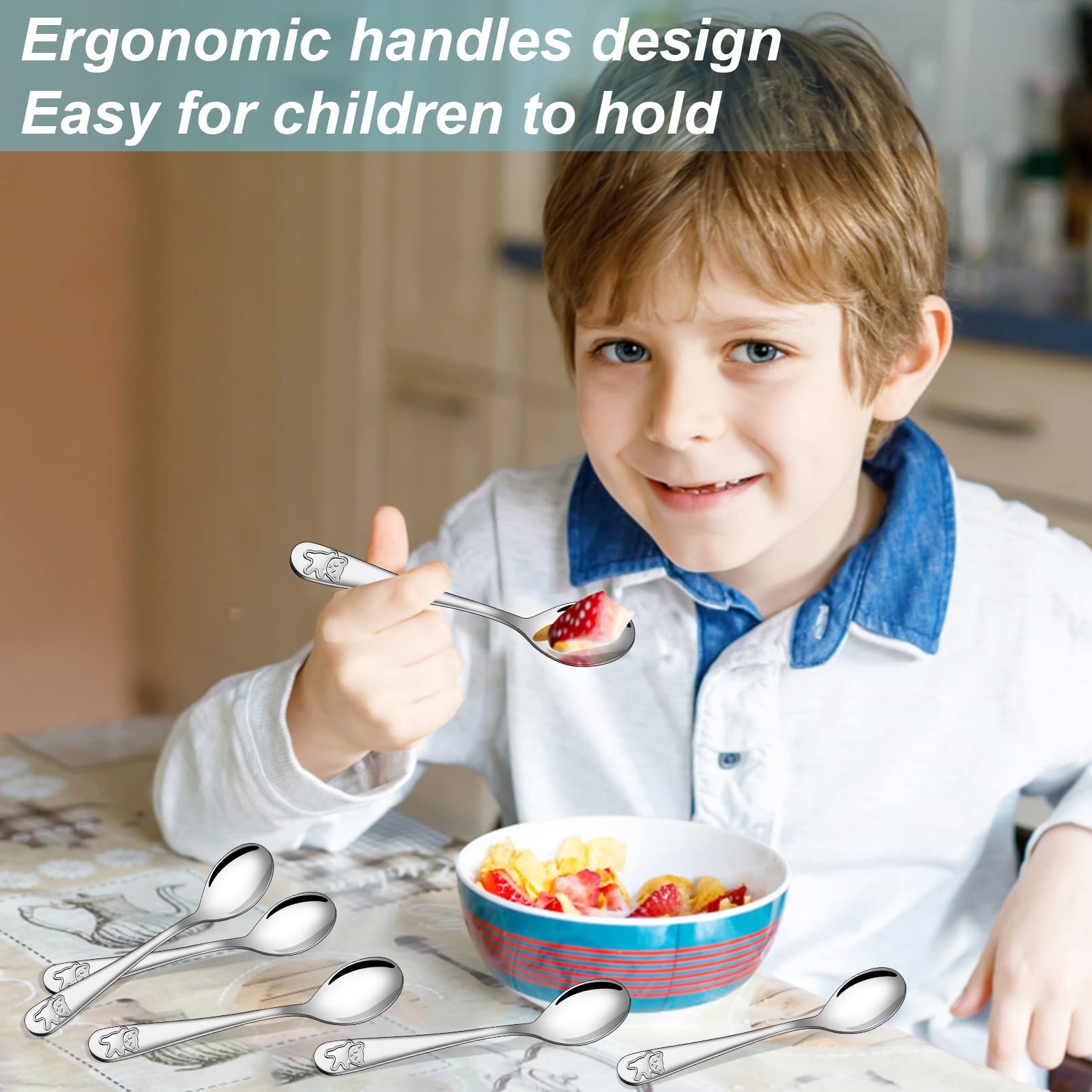 24-Piece Stainless Steel Toddler Spoons Set - 6.5 Inch Baby & Kids Safe Flatware for Self Feeding - Dishwasher Safe Utensils for Home, Daycare & Travel
