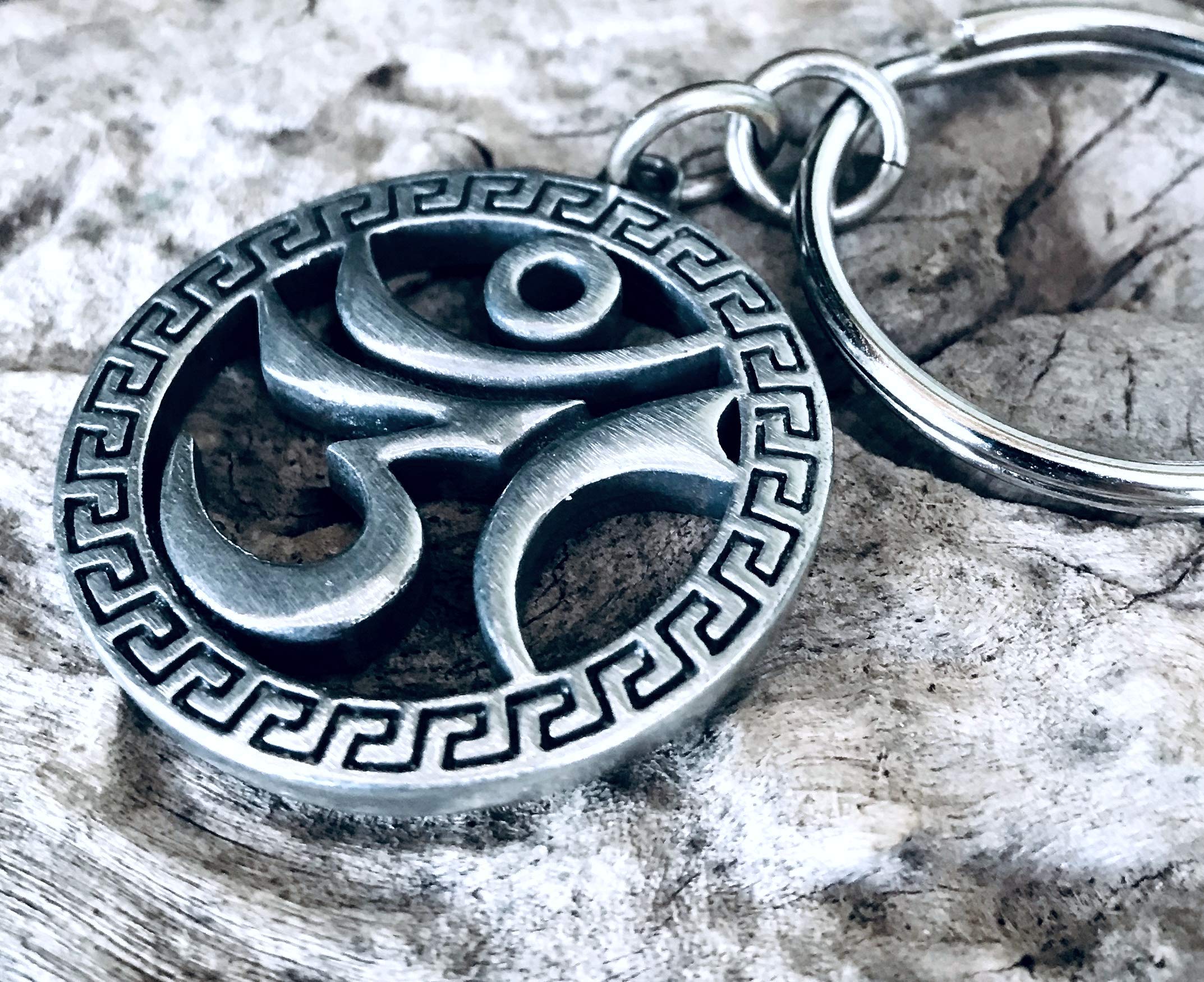 Pewter Ohm Keychain - Circular Trilogy Jewelry for Yoga & Meditation