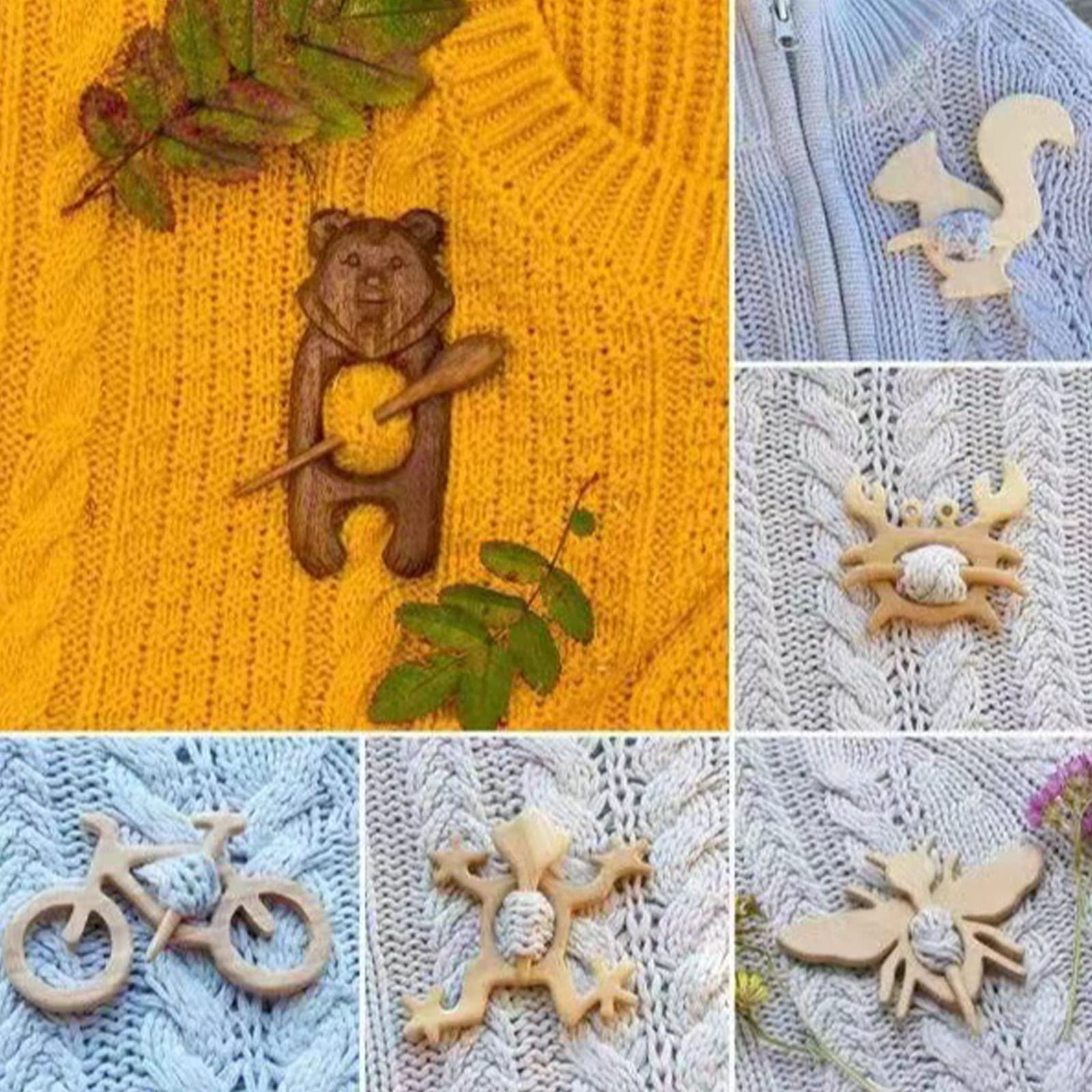 Cute Wooden Animal Pins - Decorative Brooches for Sweaters, Scarves, Hats, Bags & Jackets - Perfect Christmas Hair Clips & Gift for Family, Friends & Lovers - Ideal for Holiday Outfits, DIY Crafts & Fashion Accessories