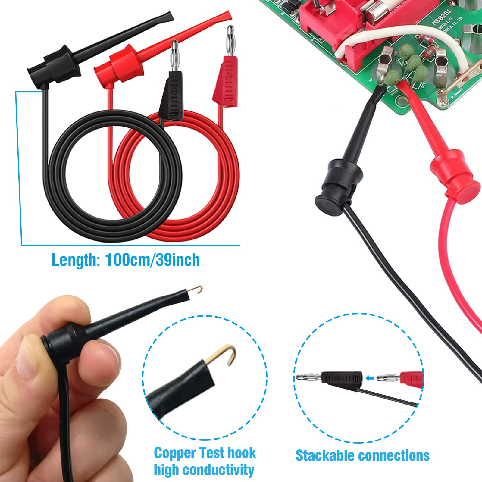 Professional Multimeter Test Leads Set with Alligator Clips - for Electric Circuits & DIY Experiments