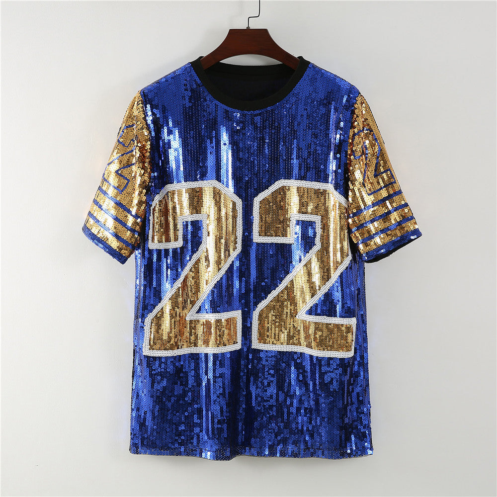 Sparkly Sequin T-Shirt for Women - Trendy Party Top with Glitter Details | Perfect for Night Out, Club Wear, and Special Occasions
