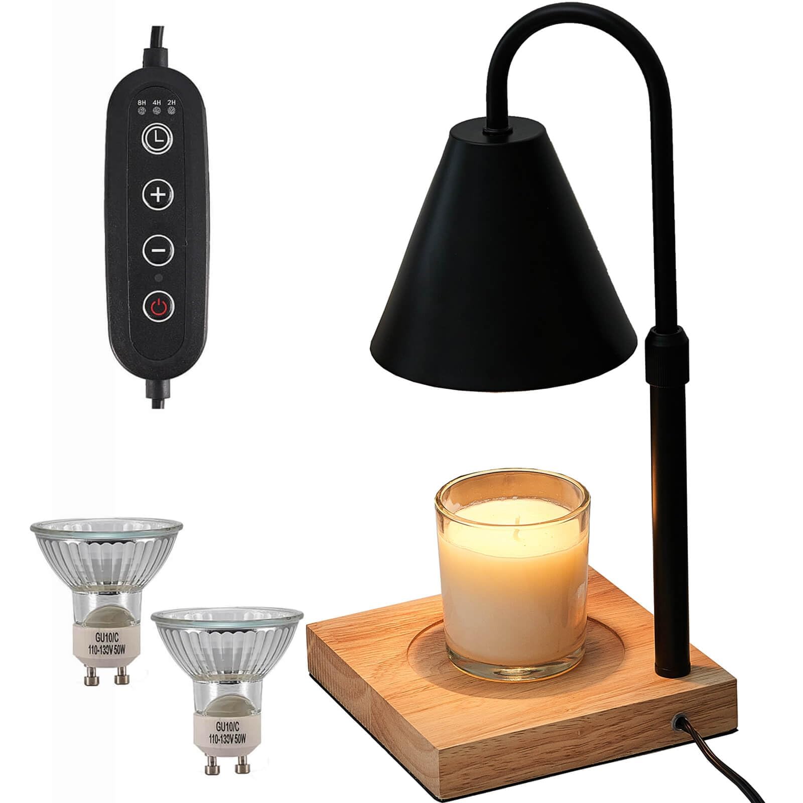 YODEWA Wood Base Candle Warmer Lamp with Timer & Dimmer - Farmhouse Electric Wax Melter for Jar Candles, Home Decor, Housewarming & Birthday Gifts for Women - Square Black - Perfect for Living Room, Bedroom & Office Ambiance