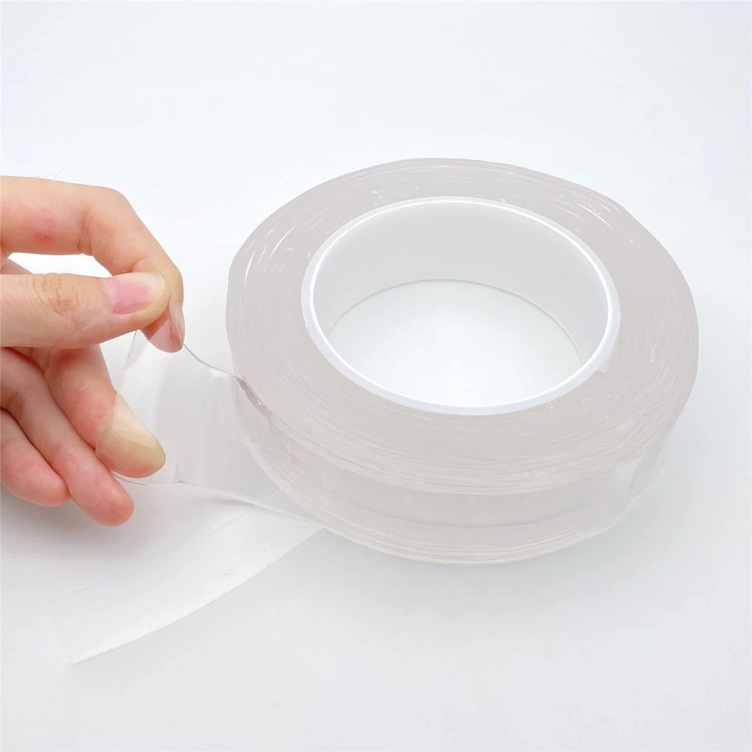 Strong Heavy Duty Double Sided Tape - Washable Acrylic Adhesive Foam Tape for Glass, 3mm Thick x 2mm Width x 3m Length - Transparent & Reusable - Perfect for Home Decor, DIY Projects, and Office Organization