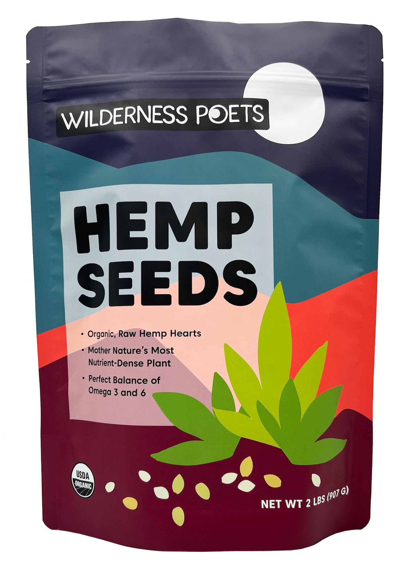Organic Raw Hulled Hemp Hearts by Wilderness Poets - 32oz to 2lb Bulk Pack | Premium Superfood for Smoothies, Salads & Baking | USDA Certified, Vegan & Gluten-Free Protein Source