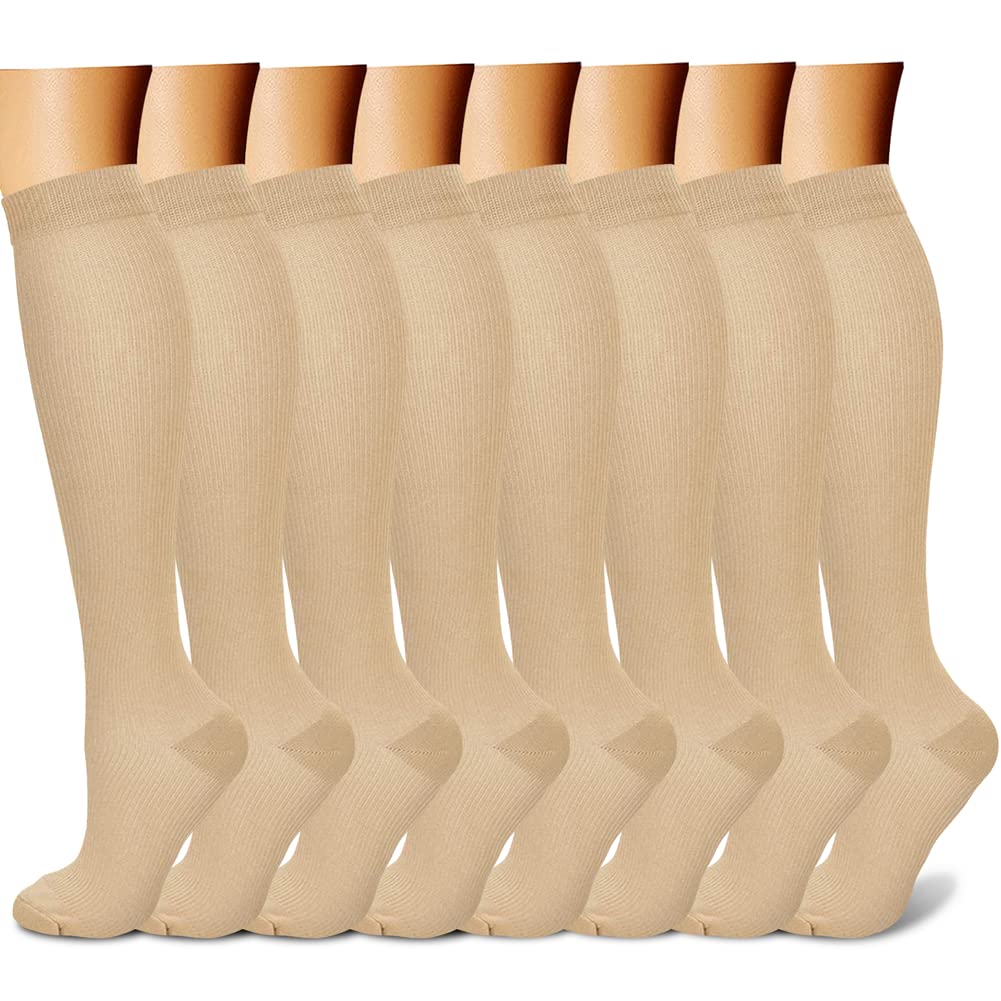 CHARMKING 15-20 mmHg Compression Socks for Women & Men - 8 Pairs - Best Support for Running, Hiking, Travel & Work - Improve Blood Circulation & Reduce Swelling - Ideal for Athletes, Nurses & Long Flights