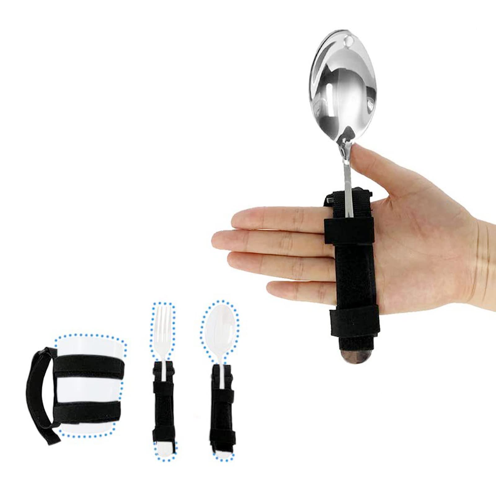 Adjustable Universal Cuff Utensil Holder - Adaptive Eating Aid Strap for Parkinson's, Arthritis & Hand Tremors - Assistive Device for Elderly & Disabled - Perfect for Dining Independence at Home or Care Facilities