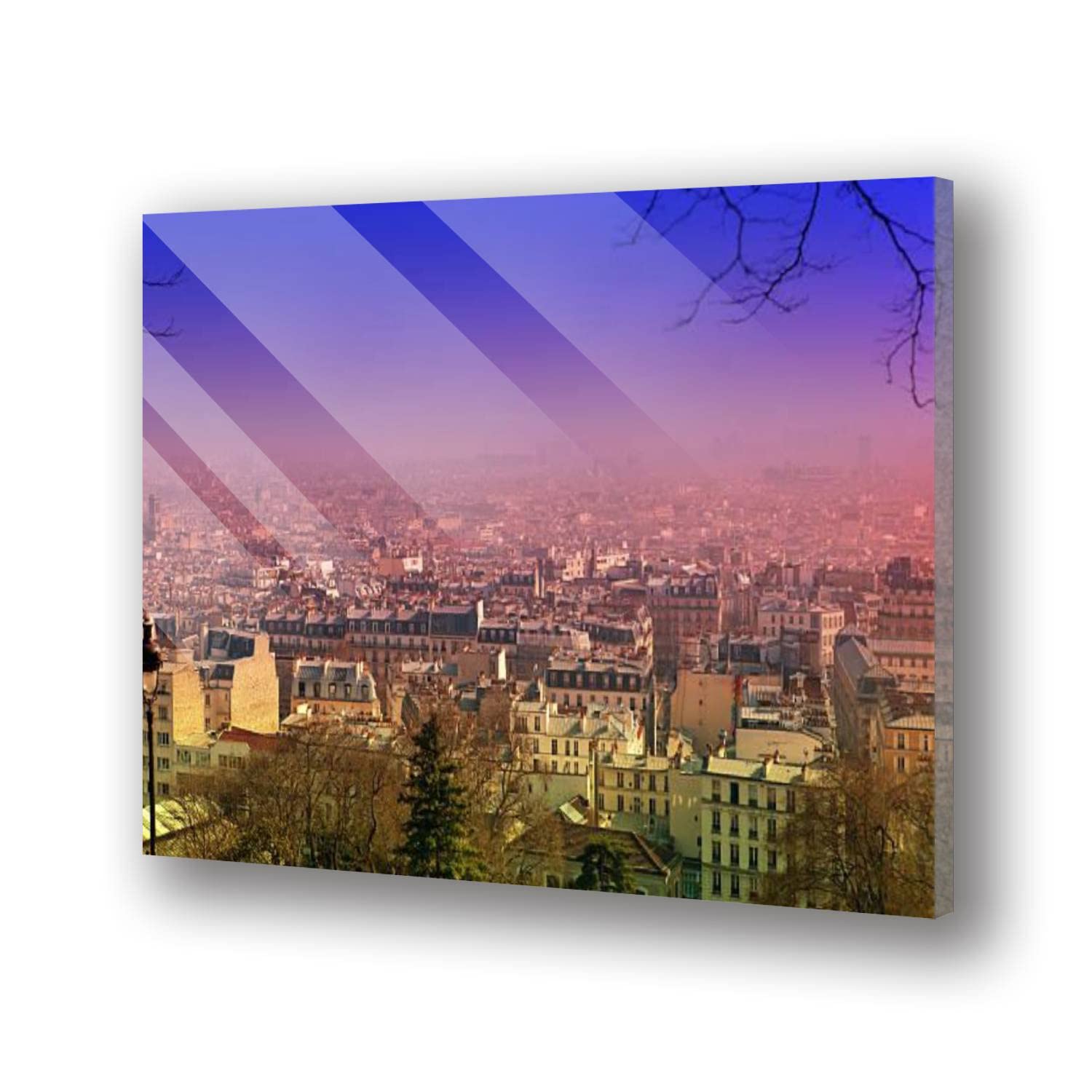 Modern Paris France City Skyline Wall Art - Tempered Acrylic Glass Print of Sacre Coeur Montmartre View | Elegant Home & Office Decor for Living Room, Bedroom | Perfect for Urban Style Interiors & Gift Giving