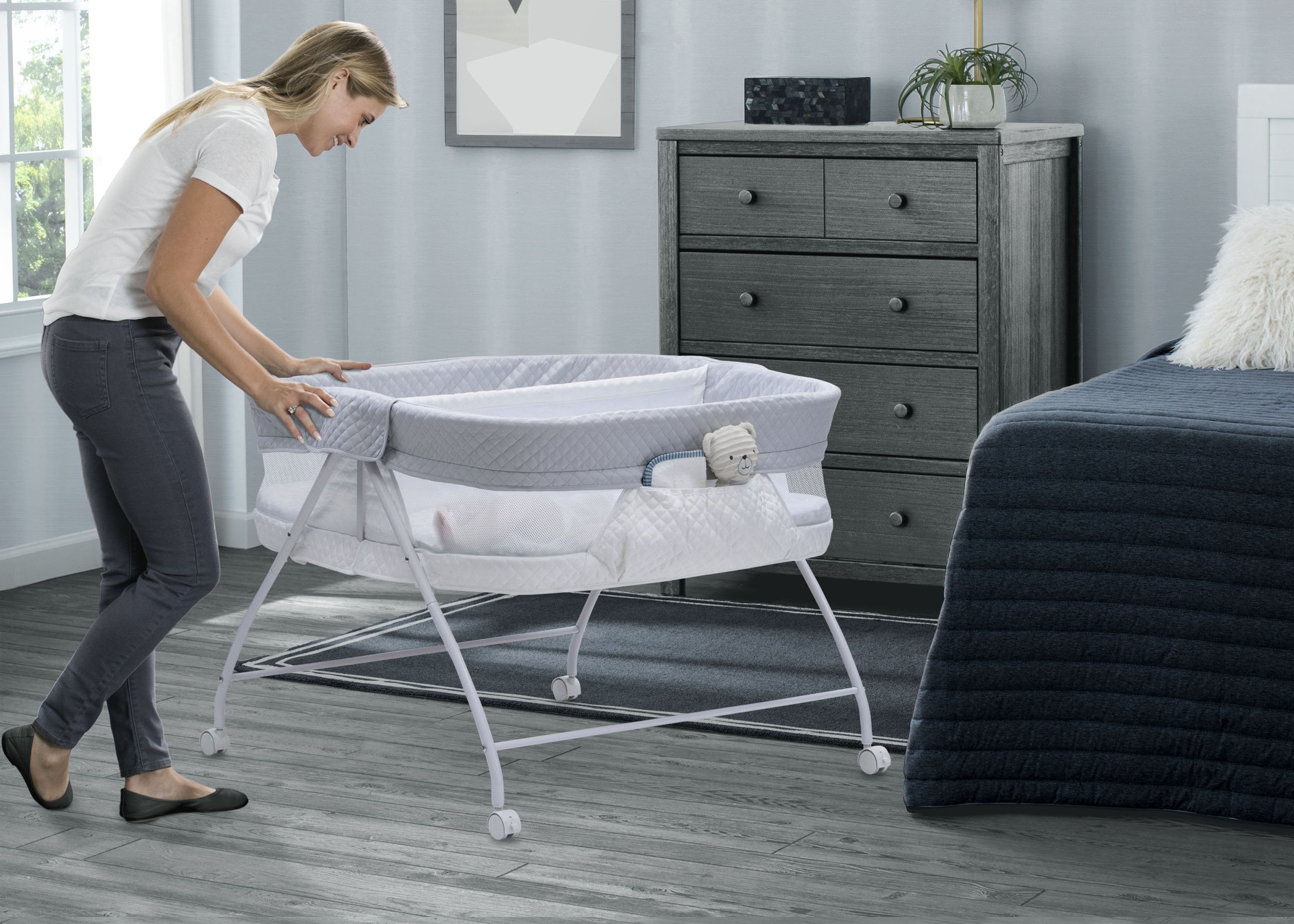 Twin EZ Fold Ultra Compact Double Bassinet - Portable Baby Crib for Twins - Perfect for Travel, Nursery & Small Spaces