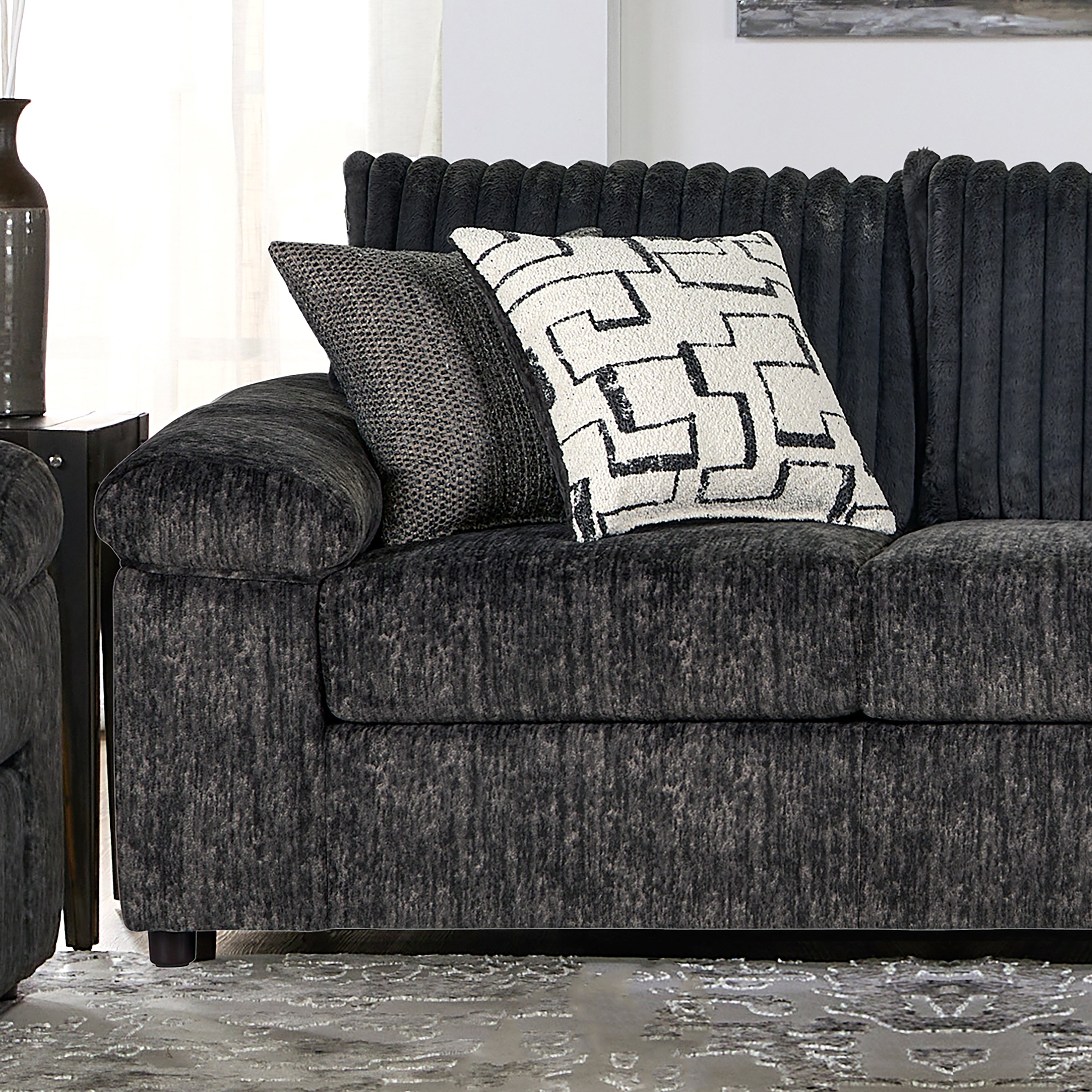 Roundhill Furniture Nason Wide Wale Corduroy Sofa - Modern Comfortable Fabric Couch for Living Room, Lounge & Home Decor