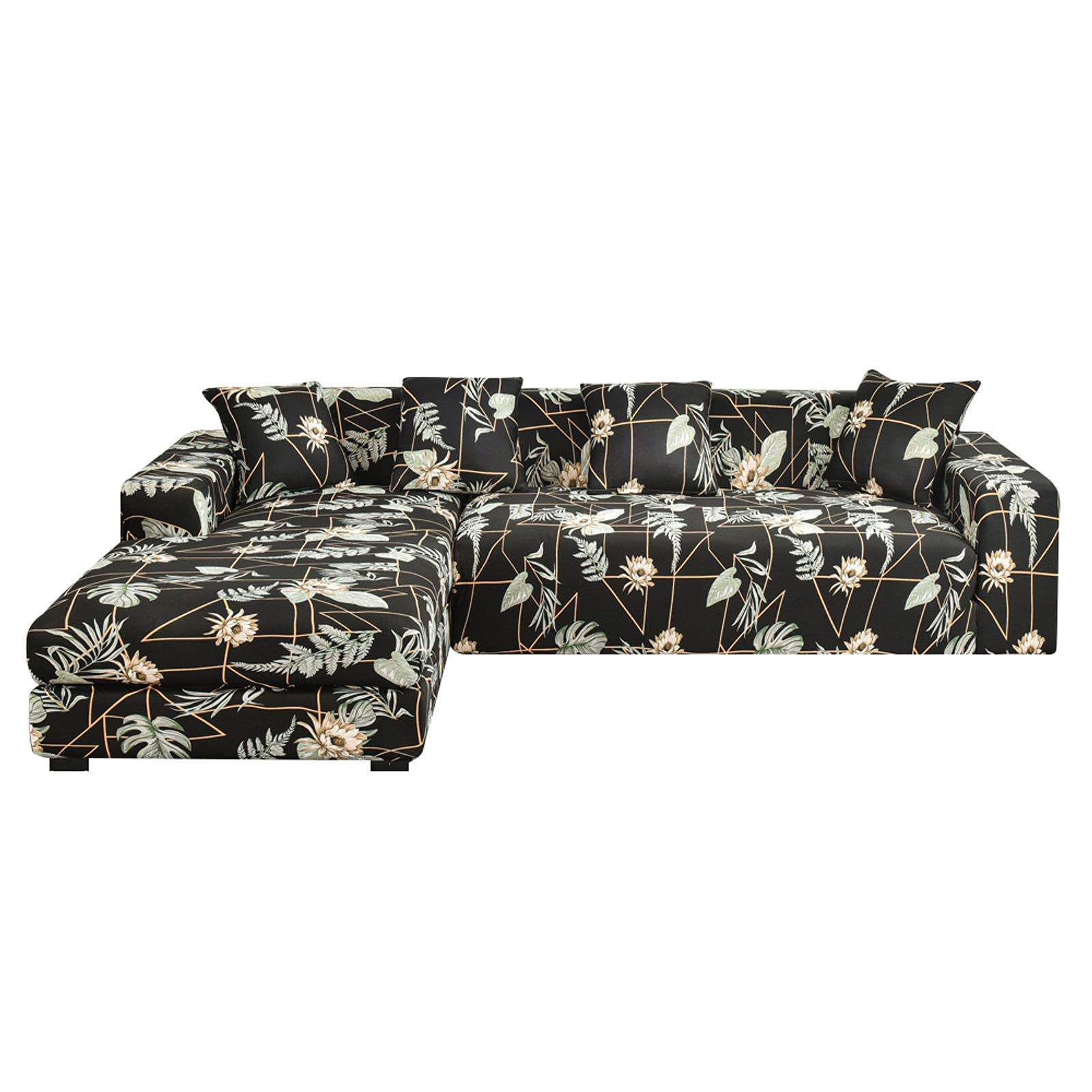 L-Shaped Sofa Cover 2-Piece Set - Stretchable Spandex Slipcover for Sectional Couches, Washable Furniture Protector for Living Room (Fits U-4+4 Seater) - Perfect for Pet Owners & Family Gatherings