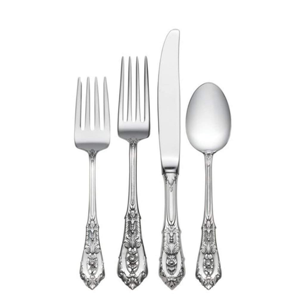 Wallace Rose Point 4-Piece Dinnerware Set - Elegant Floral Design Plates, Bowls, Cups & Saucers for Fine Dining, Wedding Registry & Formal Table Setting