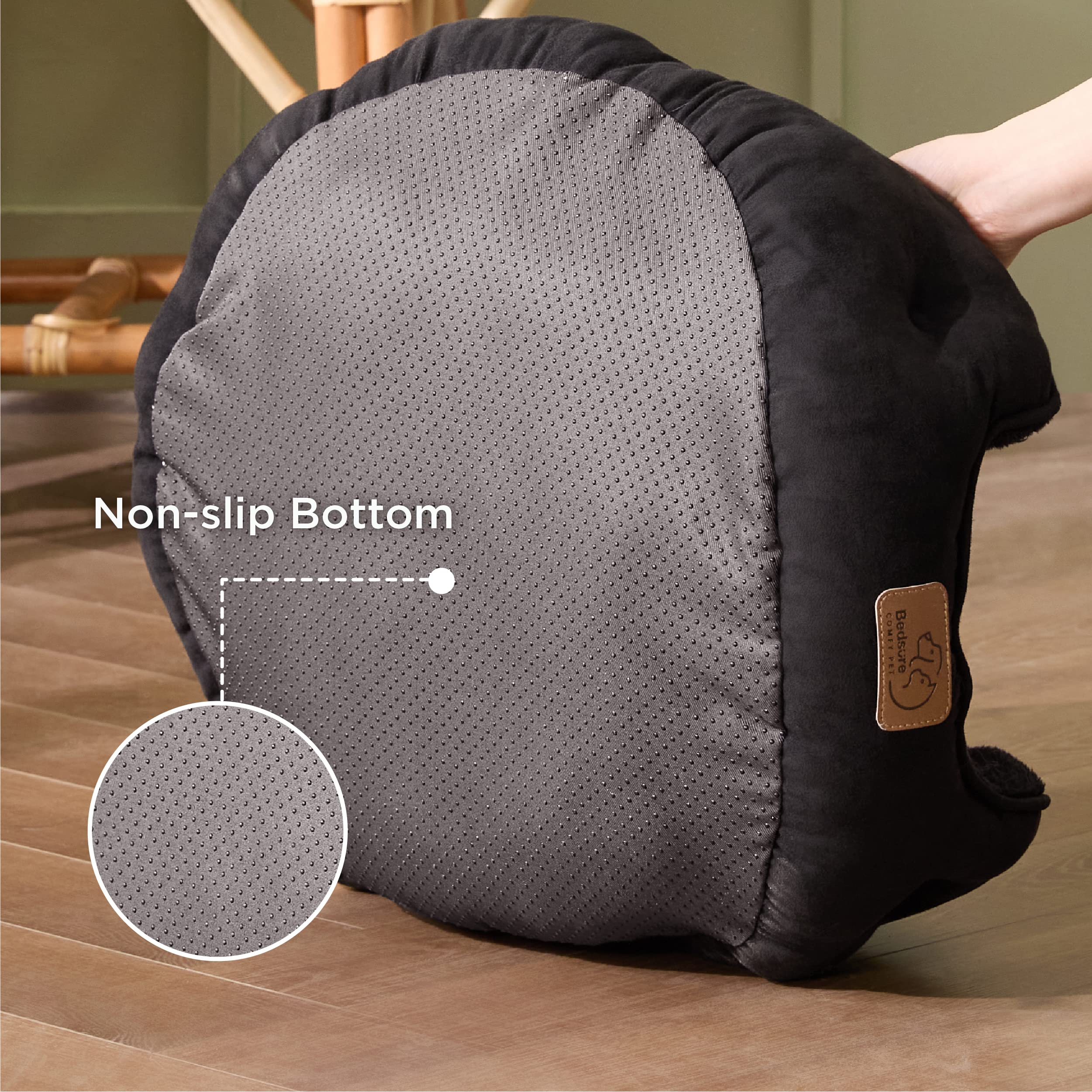 Bedsure Washable Round Pet Bed for Small Dogs & Indoor Cats - Non-Slip Bottom, 25 Inch Black Dog & Cat Bed - Perfect for Living Room, Bedroom & Pet Crate