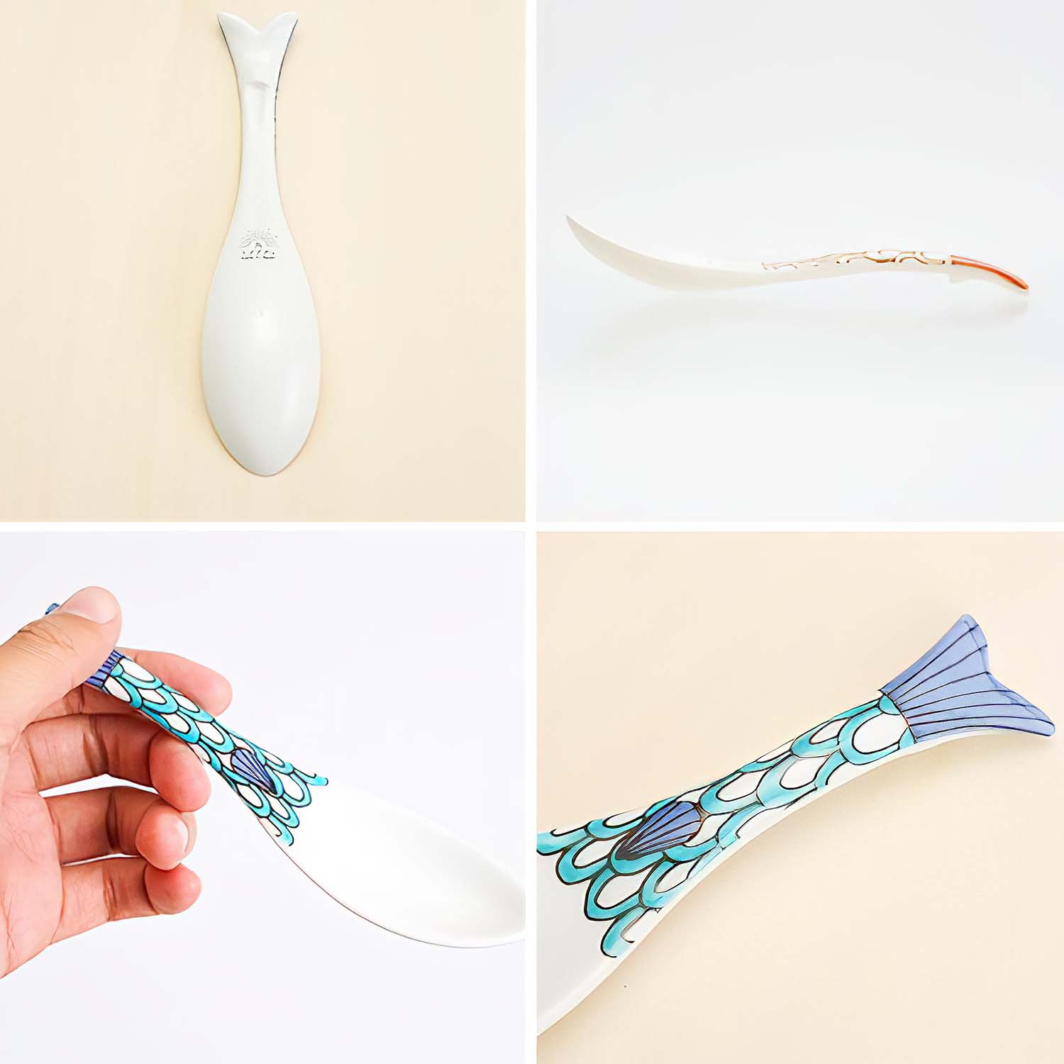 Premium Harekutani Porcelain Fish Renge Spoon - Handcrafted Japanese Tea Ceremony Spoon, Perfect for Matcha, Sugar, Spices & Home Decor