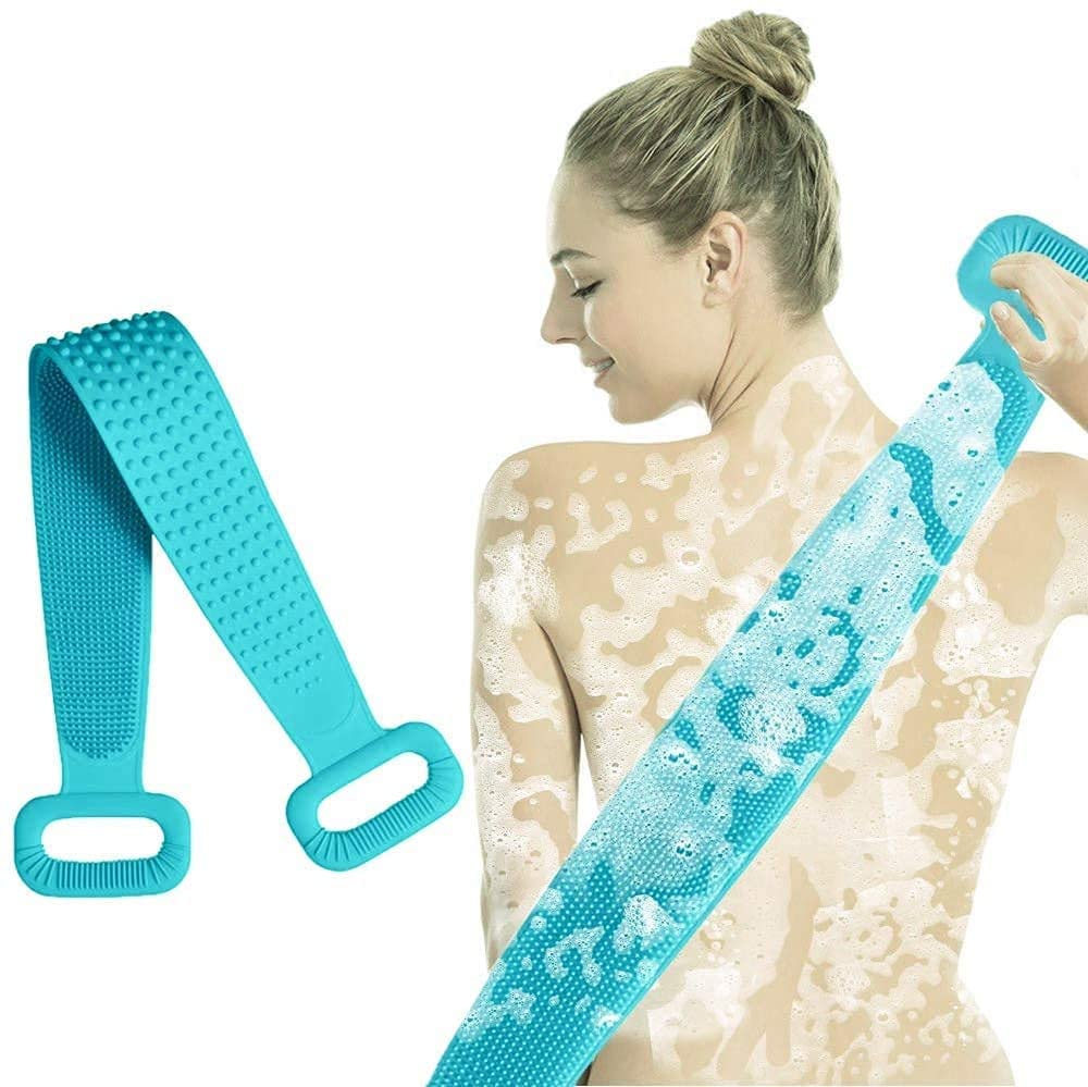 Welofy Waterproof Double Sided Silicone Body Scrubber with Handle - Exfoliating Bath Brush for Shower & Spa - Soft Massage & Deep Cleaning (Multi Color) - Perfect for Back Scrubbing, Foot Care & Relaxation