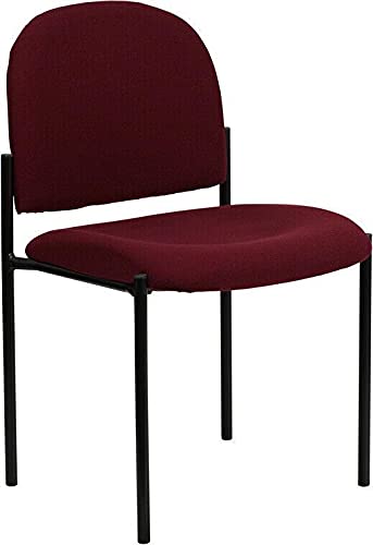 **Black Fabric Stackable Steel Side Reception Chair - Comfortable Office Desk Chair for Computer Work, Home Office, and Conference Rooms - No Wheels, Folding Design for Space Saving**