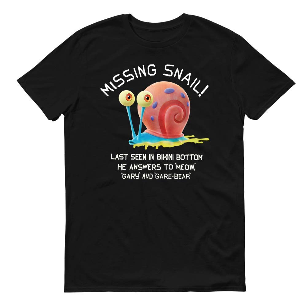 SpongeBob SquarePants Missing Snail Poster Graphic T-Shirt for Adults - Funny Cartoon Short Sleeve Tee for Casual Wear, Cosplay & SpongeBob Fans
