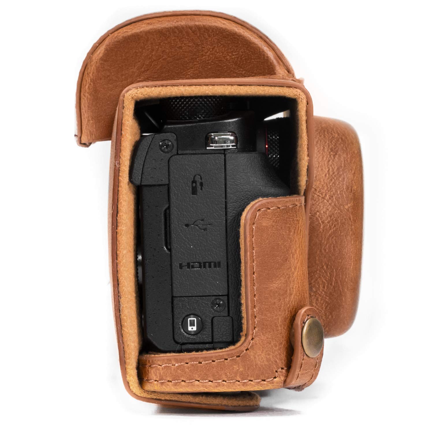 MegaGear Ever Ready PU Leather Camera Case Bag for Canon PowerShot G5 X G5X Digital Camera - Light Brown (MG689) - Perfect for Travel, Photography & Everyday Protection