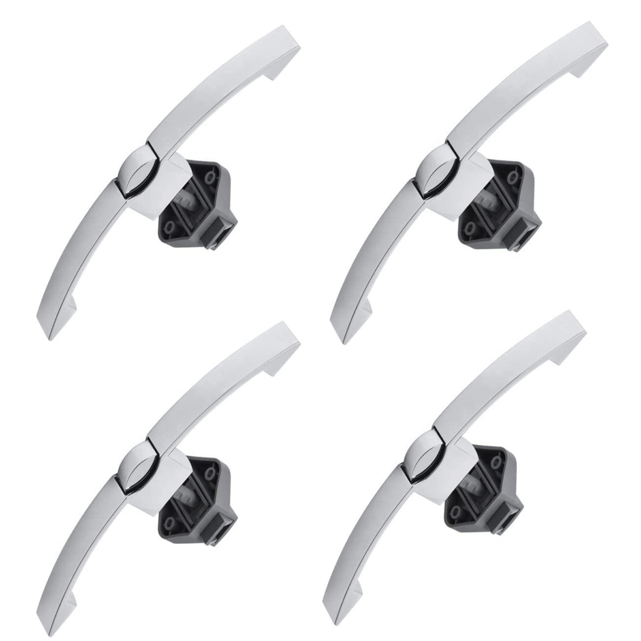 Chrome Arc Push Button Pull Lock Handle - 4 Pack Zinc Alloy Cabinet Locks for RV, Boat, Yacht, Caravan & Home Furniture - Secure Drawers, Cupboards & Hanging Doors - Ideal for Travel Trailers & Marine Storage (Silver)