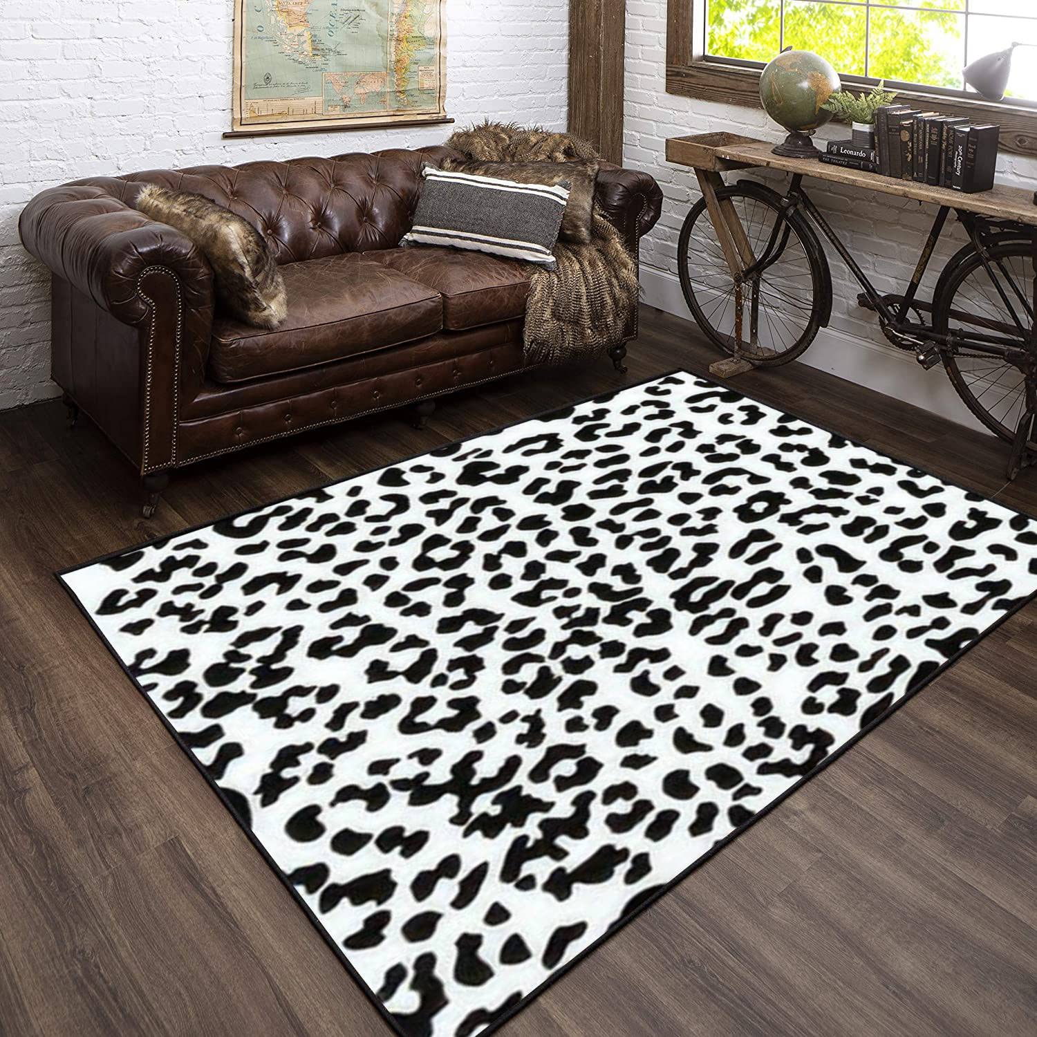 Modern 3D Leopard Print Area Rugs - Non-Slip Extra Large Yoga Mat & Runner Carpet for Living Room, Bedroom, Playroom - Soft Home Decor for Girls & Kids - Perfect for Yoga, Playtime & Cozy Home Decor
