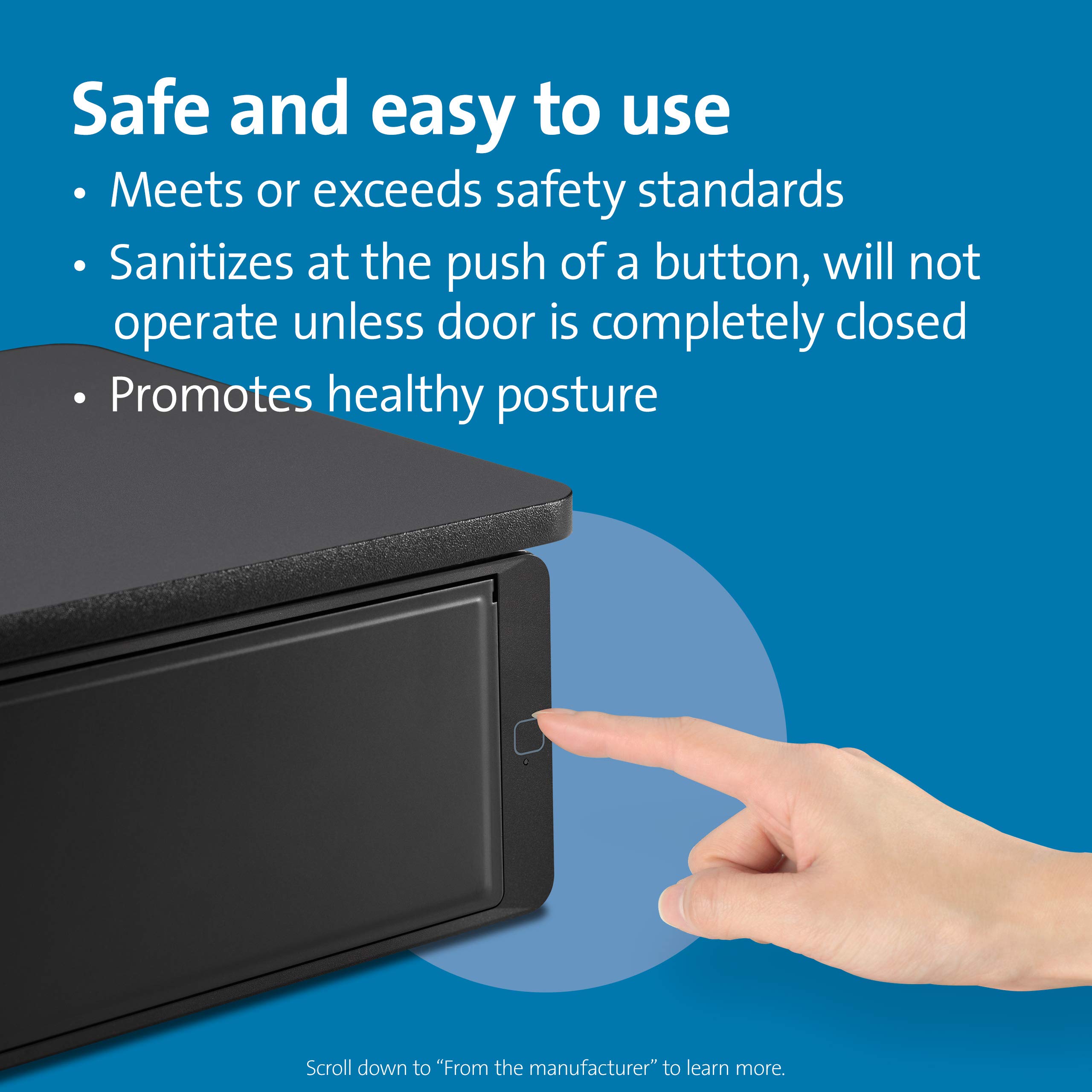 Kensington UVStand™ Monitor Riser with UV Disinfection & Storage Drawer - Ergonomic Computer Monitor Stand for Desktops up to 34