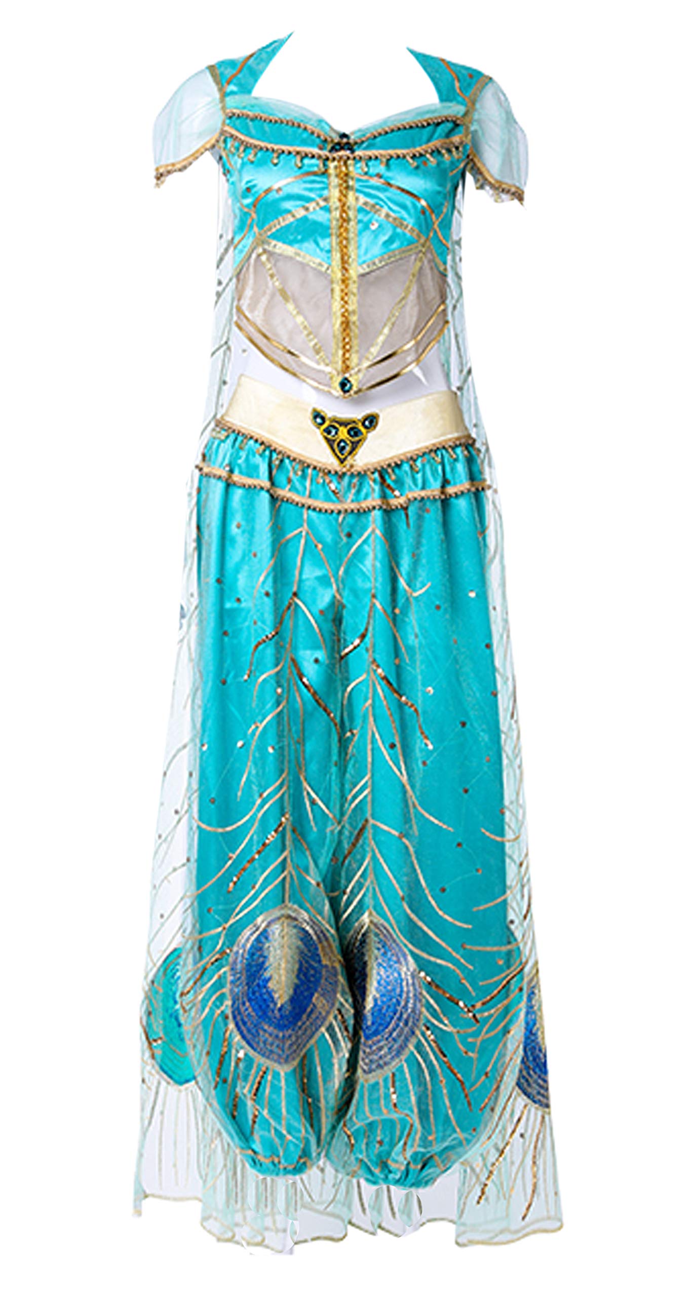 Peacock Belly Dance Costume for Women & Girls - Elegant Princess Fancy Dress for Cosplay, Halloween & Performance