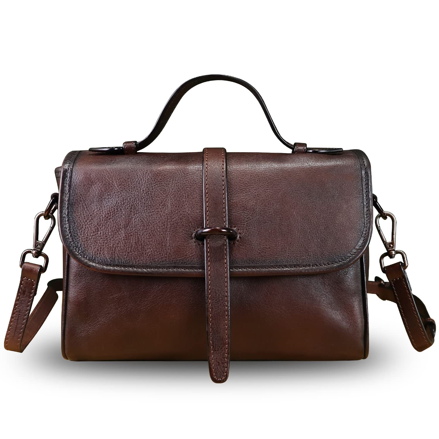 Genuine Leather Handbag for Women - Vintage Top Handle Satchel Shoulder Bag with Adjustable Strap | Handmade Leather Purse for Work, Travel & Everyday Use