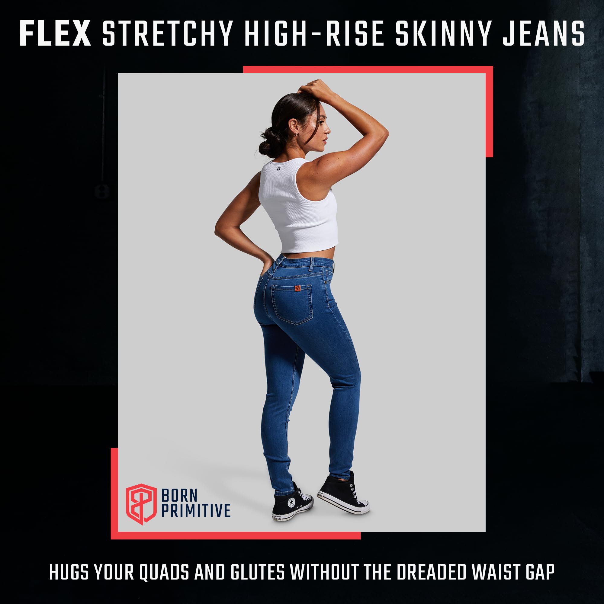 Born Primitive Women's Flex Stretchy Skinny Jeans - High Waist Jeggings for Comfort & Style | Perfect for Work, Travel & Casual Wear