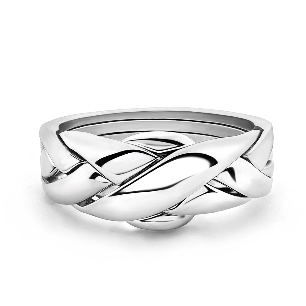 Petite Sterling Silver Puzzle Ring for Women - 4 Band Interlocking Design - Perfect for Gifts, Anniversaries & Special Occasions