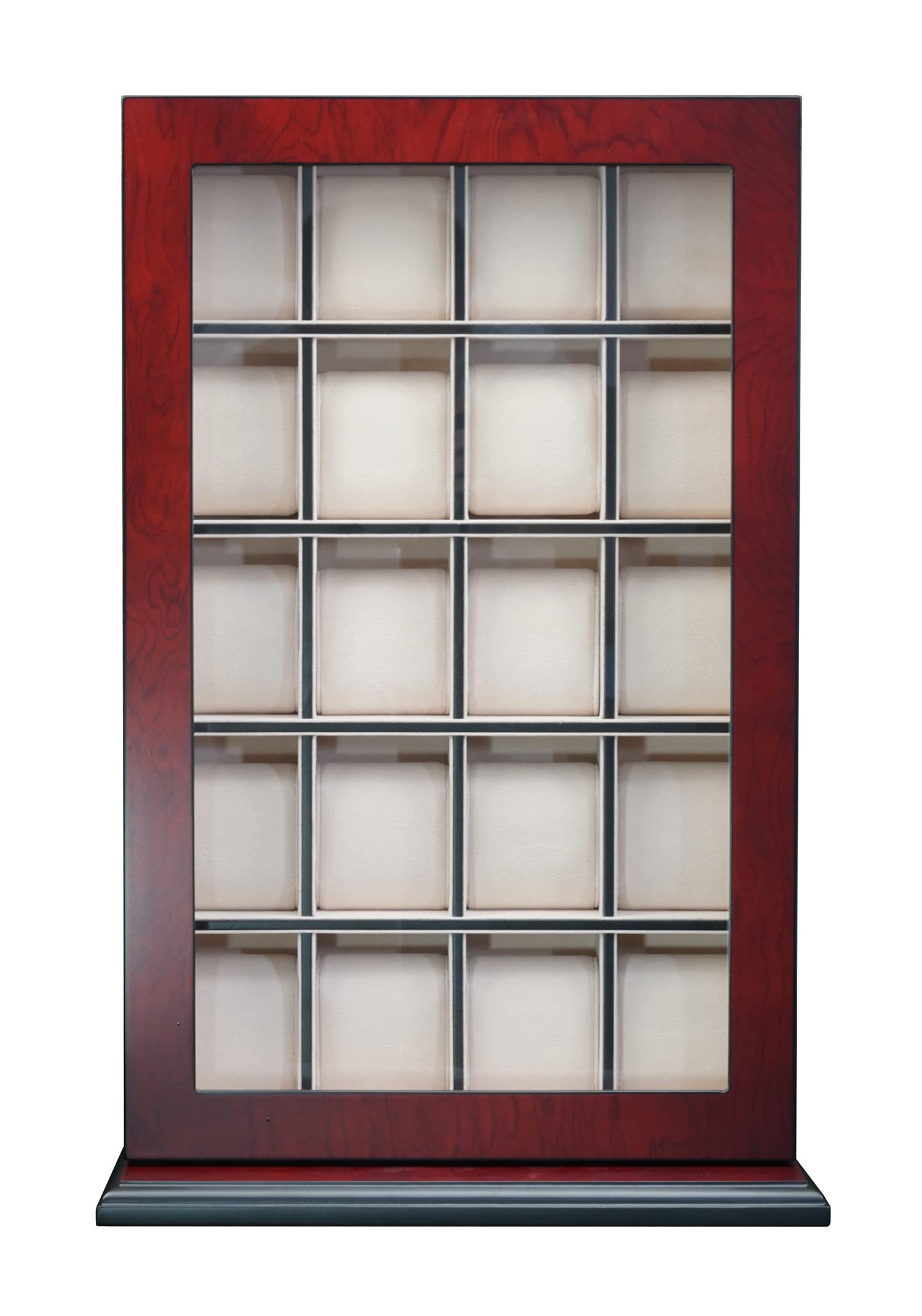 20-Piece Cherry Wood Watch Display Case - Wall Hanging & Tabletop Storage Organizer for Oversized Watches - Perfect for Jewelry Stores, Watch Collections & Home Decor Display
