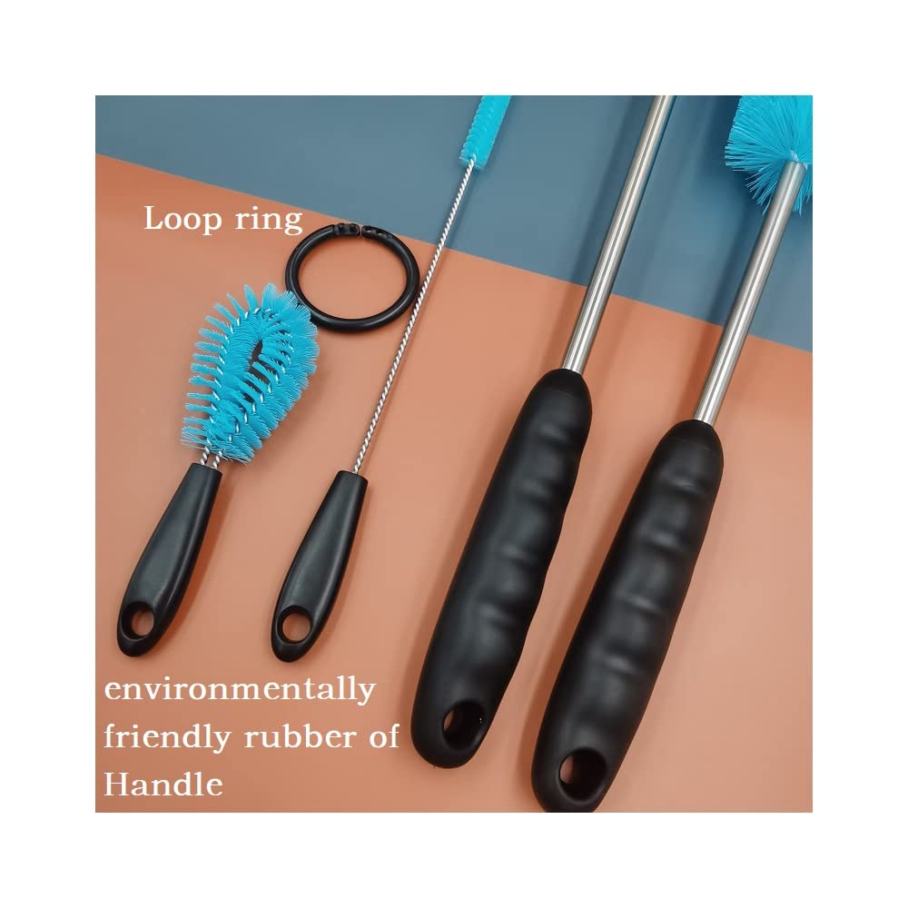 Premium Bottle Brush Cleaning Kit - 4PCS Multi-Purpose Brushes for Water Bottles, Baby Bottles, Straws, Coffee Pots, Kettles & More | Perfect for Home, Office, Travel & Camping Use