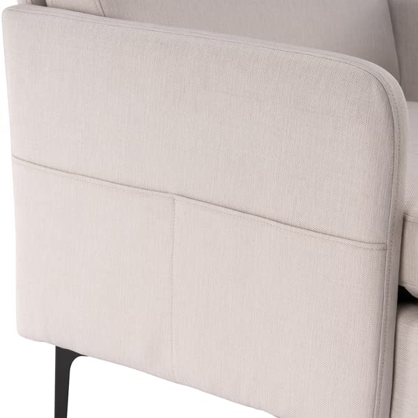 FCH Lounge Chair - Comfortable Single Sofa Accent Chair for Bedroom, Living Room & Guest Room - Modern Beige Upholstered Armchair - Perfect for Relaxing, Reading & Small Space Decor